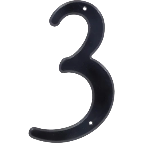 Functional Hillman 4-In. Nail-On Black Plastic House Number 3 Fine
