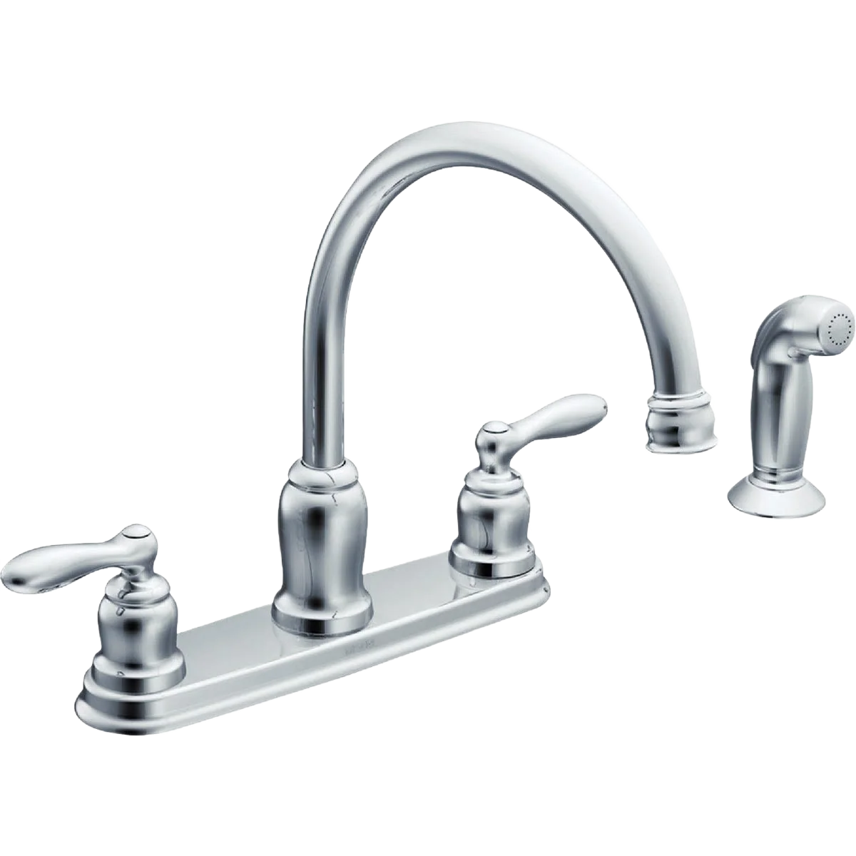 Enhanced Moen Caldwell Double Handle Kitchen Faucet with Matching Side Sprayer Innovative