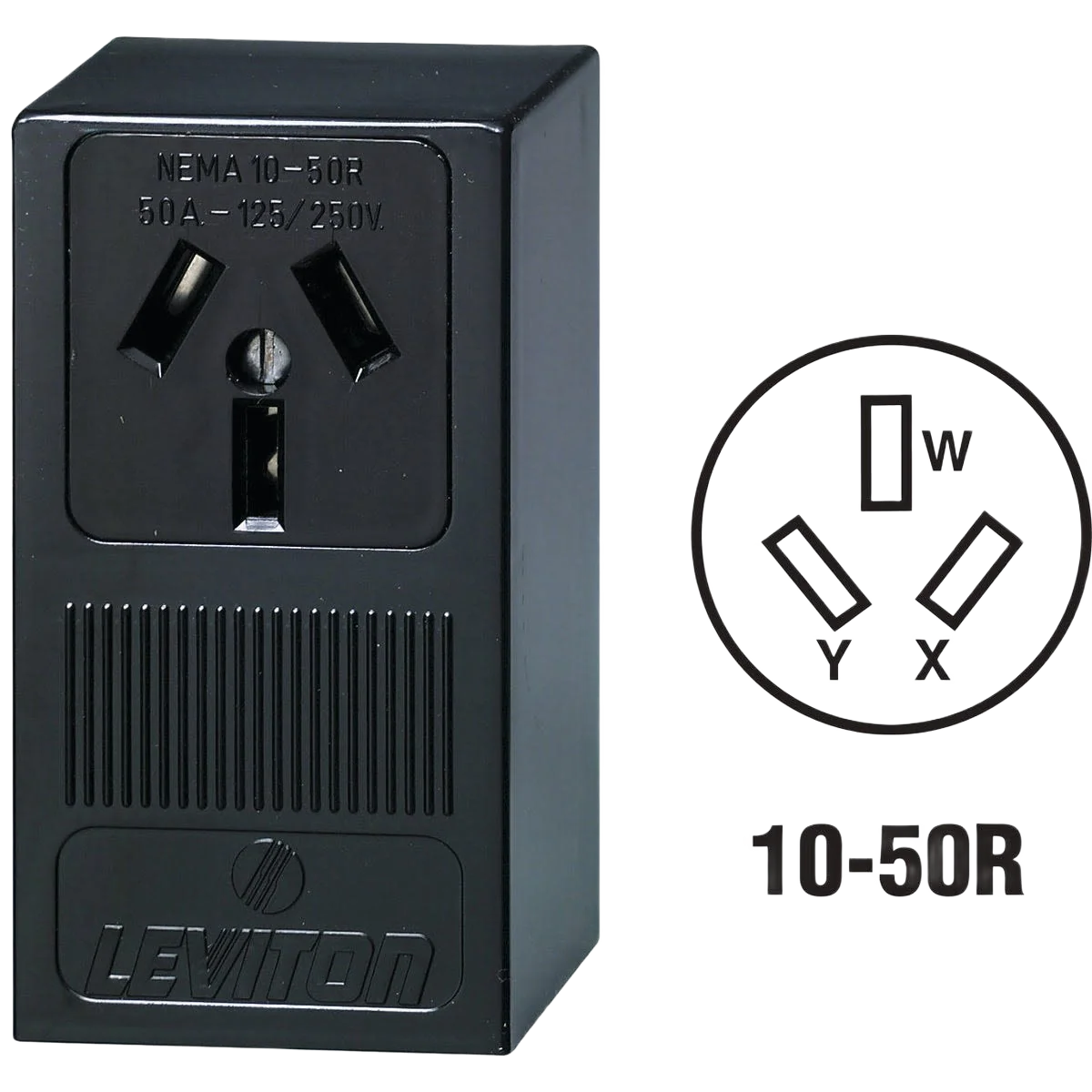 Secure Leviton 50 Amp Surface Mount Black 10-50R Non-Grounding Range Power Outlet Durable