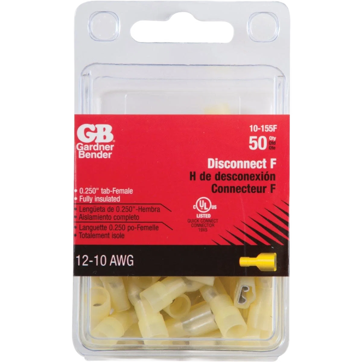 Comfortable Gardner Bender 12 to 10 AWG Yellow Fully-Insulated Female Disconnect 50-Pack Exceptional