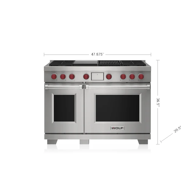 Exclusive Wolf 48 4 Burner Dual Fuel Range with Infrared Griddle and Charbroiler Comfortable