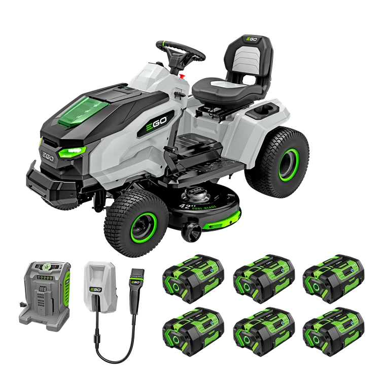 High-End EGO POWER 42 T6 Lawn Tractor with 6 x 6.0Ah Batteries 700W Turbo Charger and Charging Adapter Durable