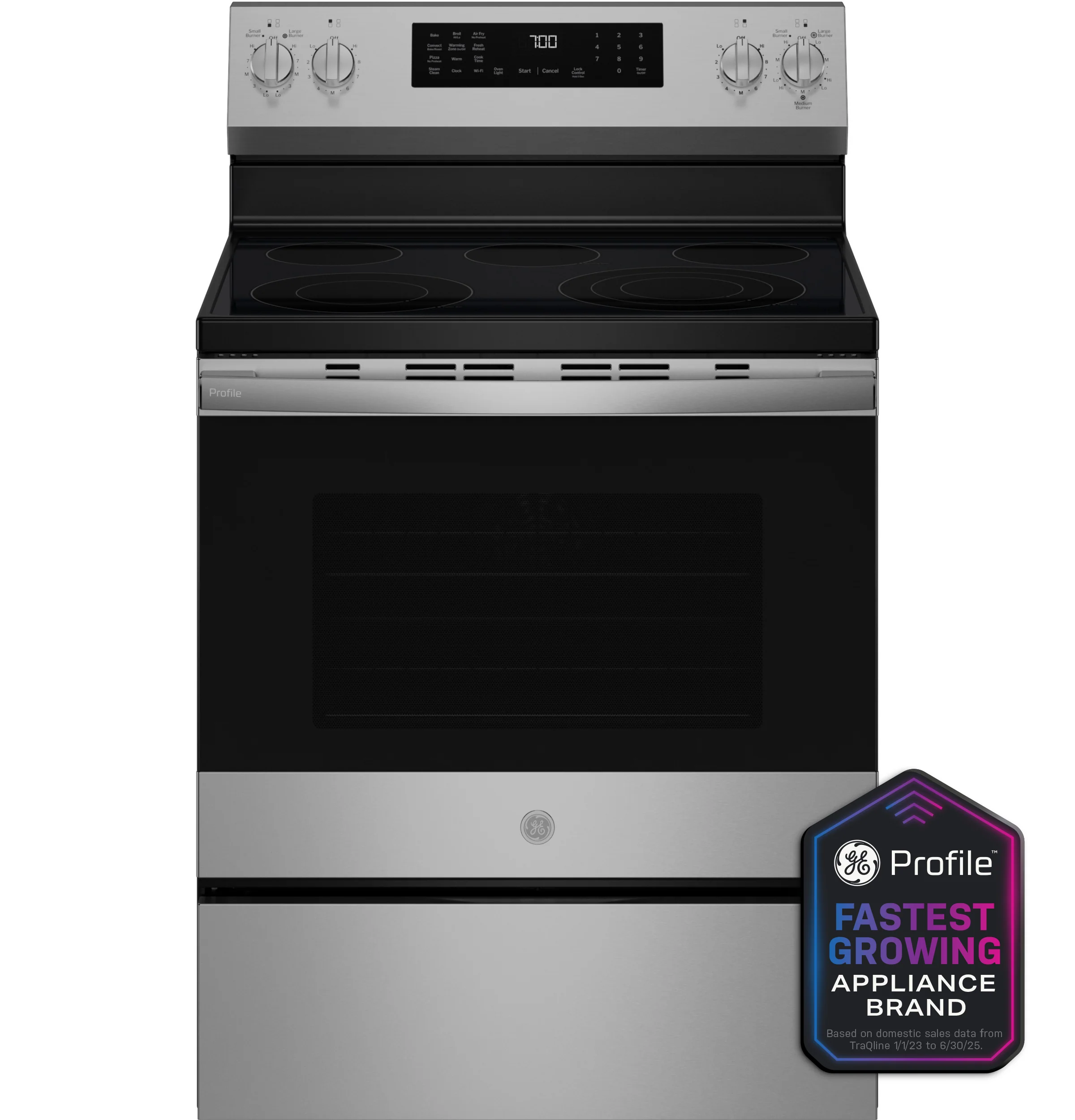 Verified GE Profile™ ENERGY STAR® 30 Smart -Standing Electric Convection Range with No Preheat Air Fry and EasyWash™ Oven Tray Sophisticated