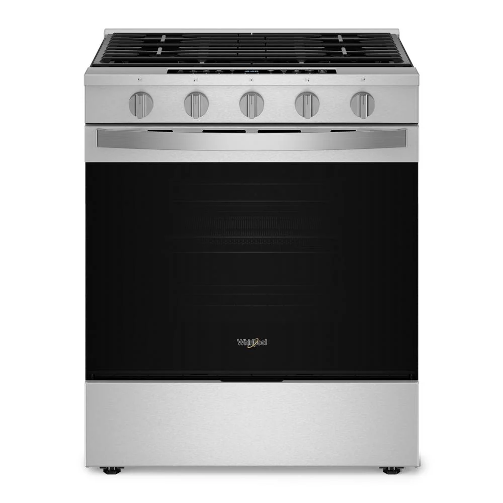 Practical 30-inch Smart Slide In Gas Range with Air Cooking Technology No Preheat Air Fry Steam Self Clean and High Speed Preheat Fast