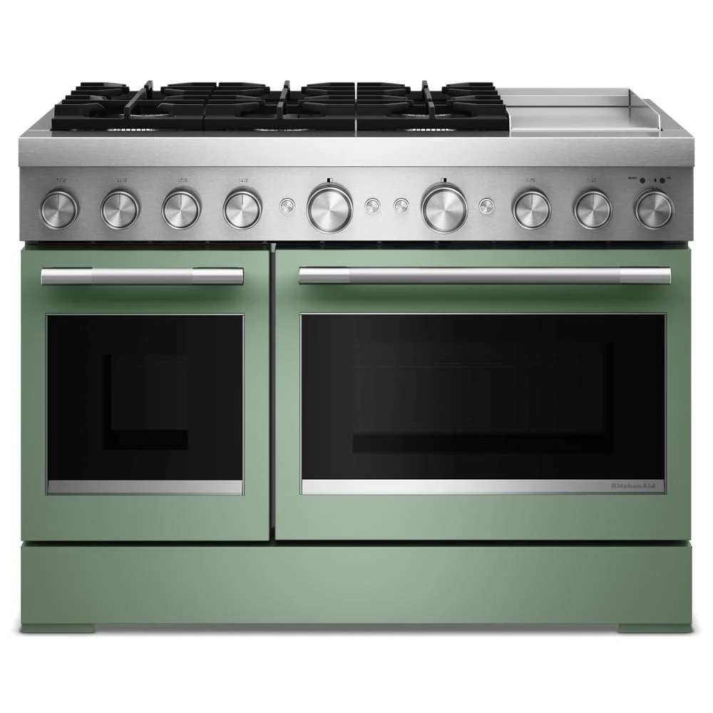 Green 48-Inch 6 Burner Commercial-Style Dual Fuel Range with Griddle Natural