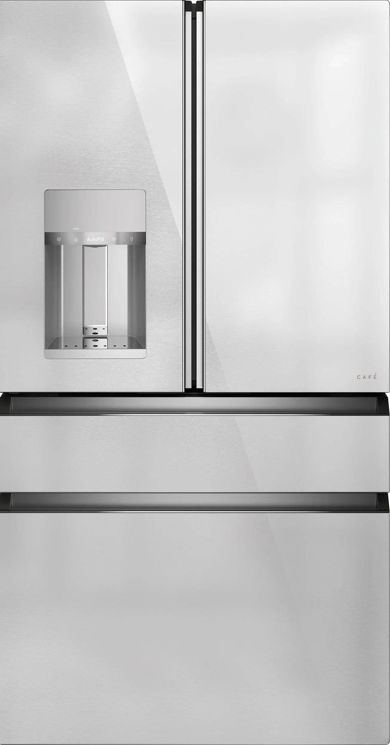 Durable CAFÉ™ ENERGY STAR® 27.8 Cu. Ft. Smart 4-Door French-Door Refrigerator in Platinum Glass High-Performance