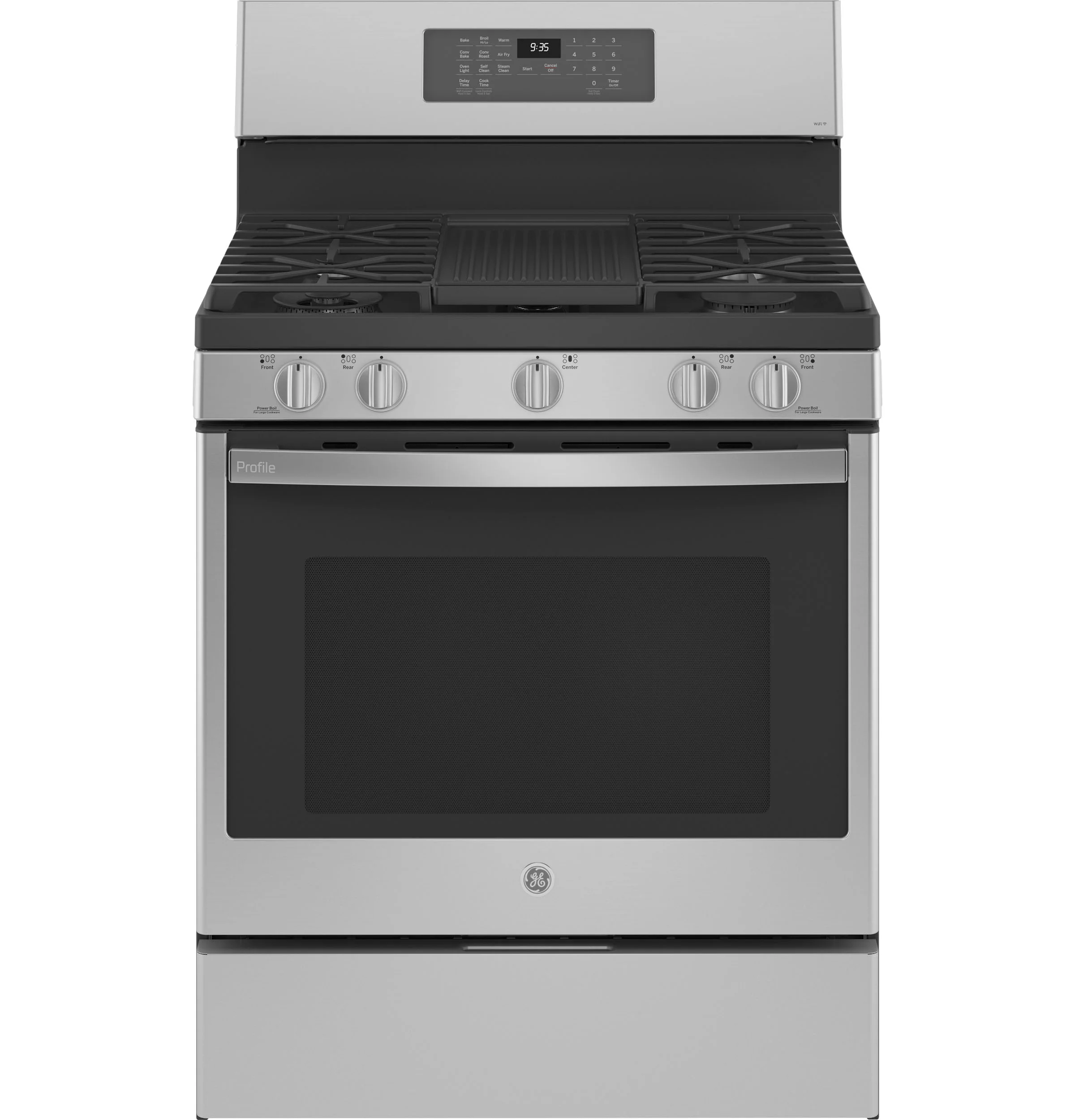 Fashionable GE Profile™ 30 -Standing Self Clean Gas Fingerprint Resistant Range with Air Fry Classic