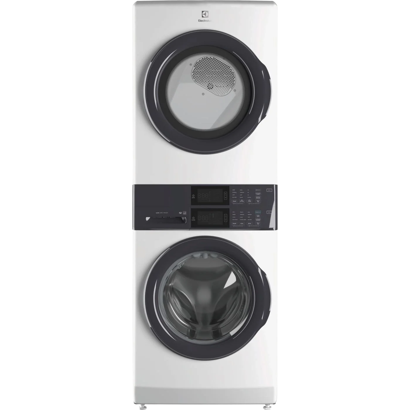 High-Performance Laundry Tower Single Unit Front Load 4.4 Cu. Ft. Washer 8 Cu. Ft. Gas Dryer Smart