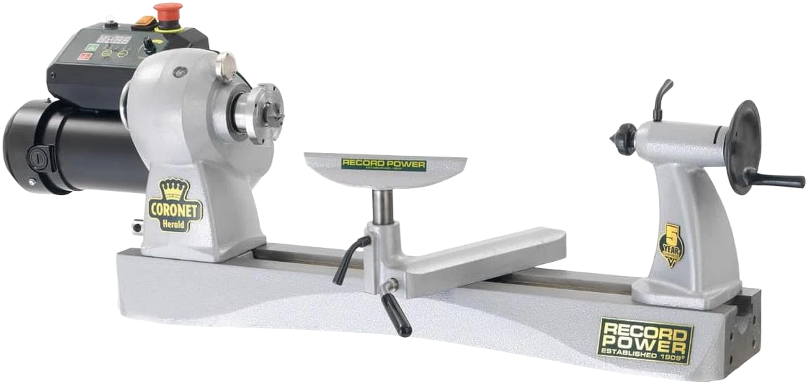 Verified Record Power Coronet Herald 14 Heavy-Duty Swivel-Head Cast Iron Variable Speed Lathe Breathable