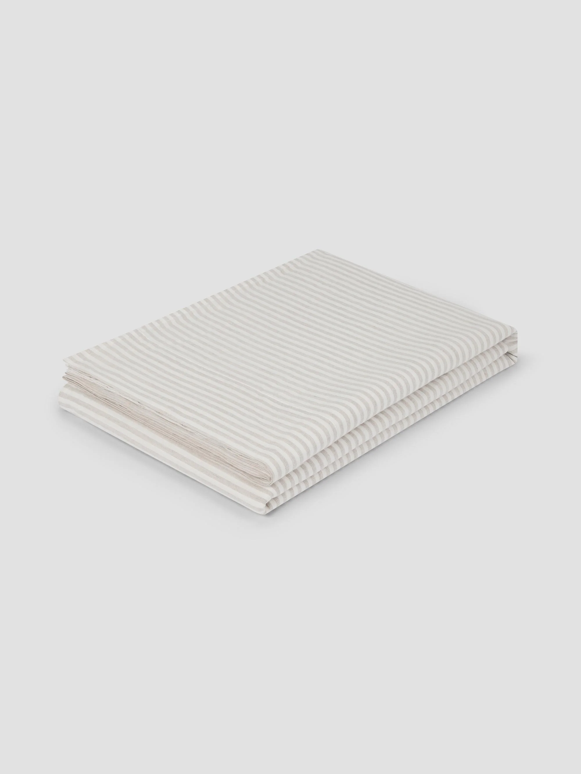 Minimalist Oatmeal Stripe Linen Flat Sheet Classic