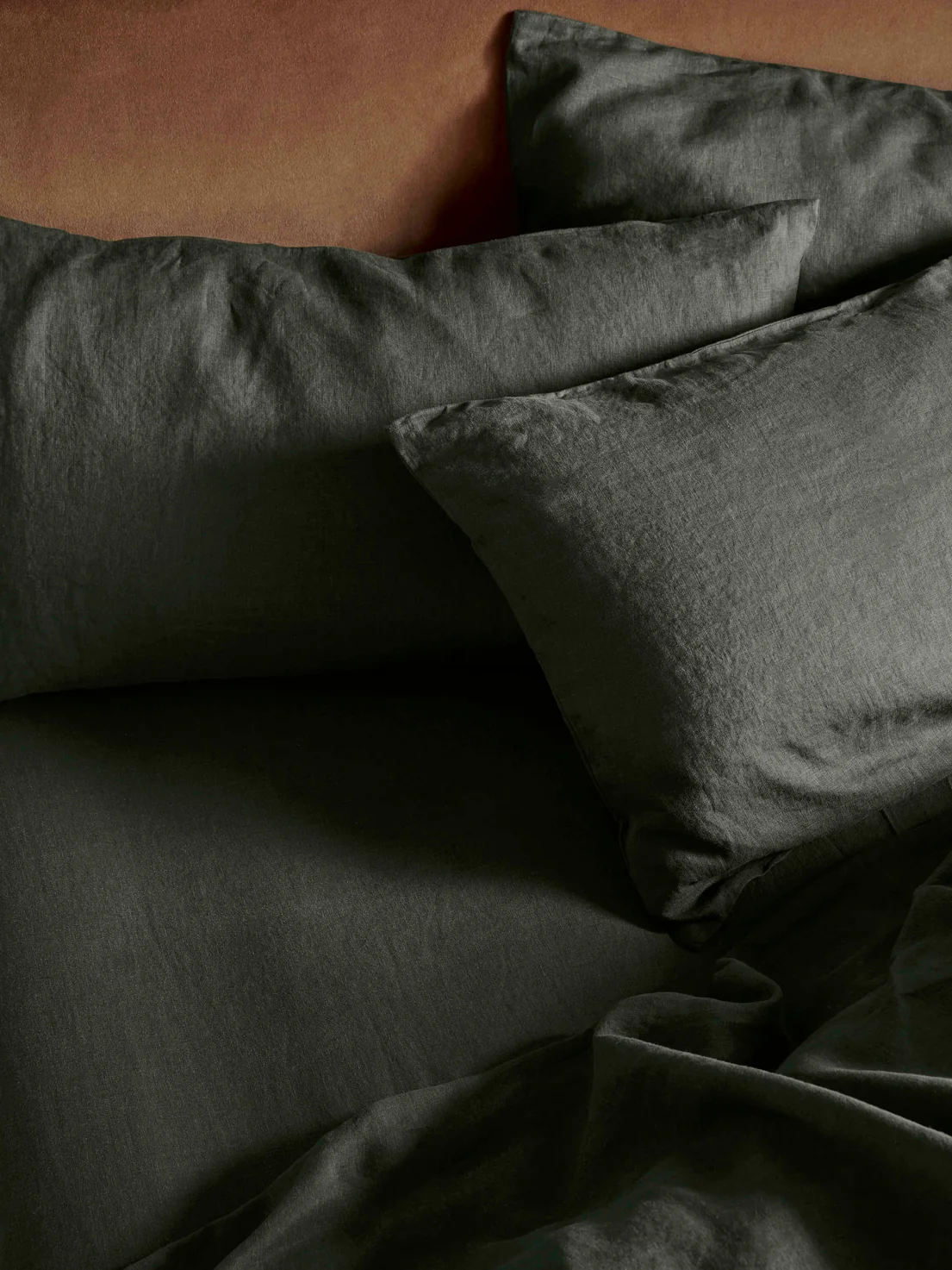 Innovative Fern Green Linen Fitted Sheet Eco-Friendly