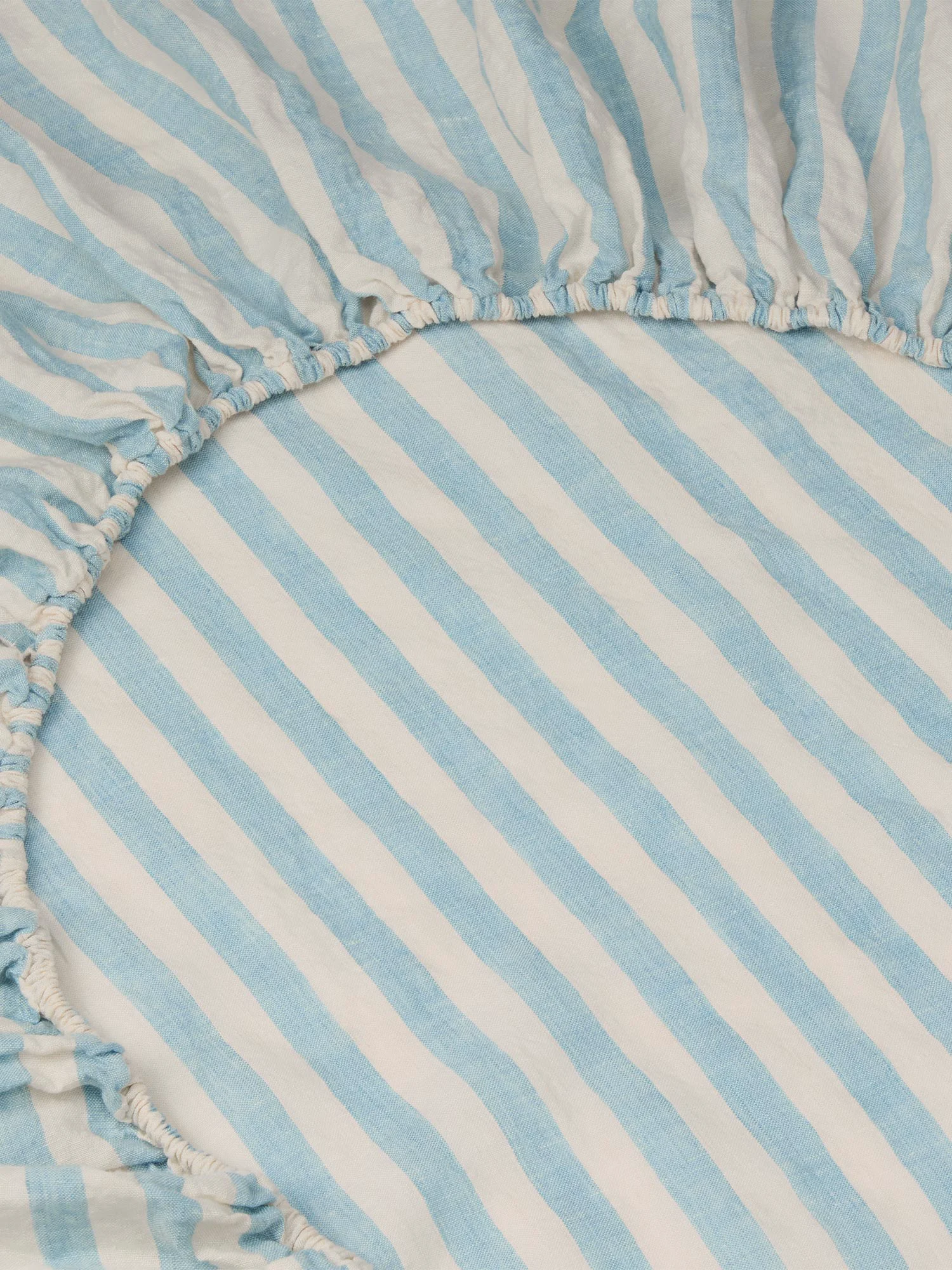 Professional Coastal Blue Pembroke Stripe Linen Fitted Sheet Top-Quality