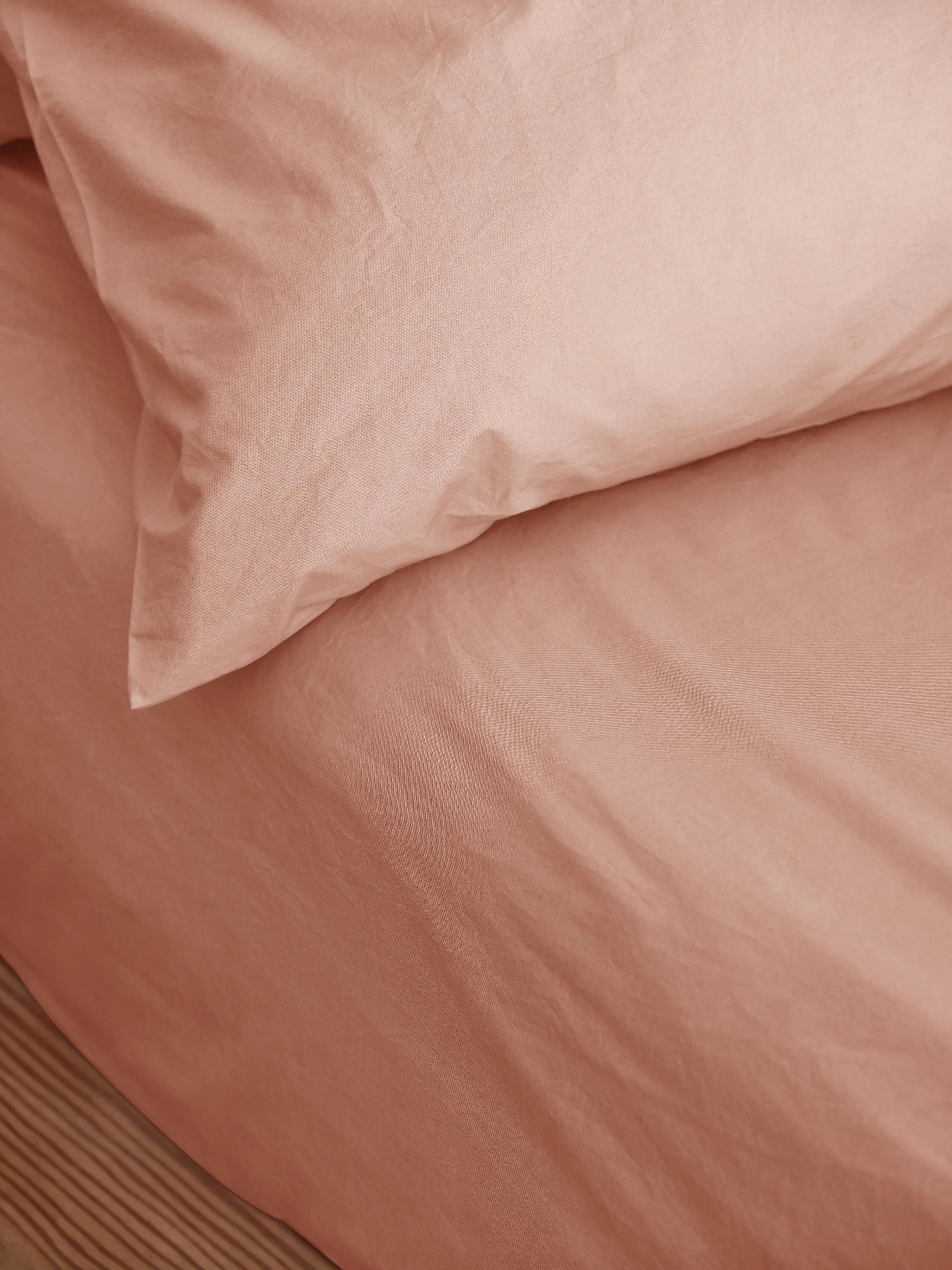 Elegant Blush Pink Washed Cotton Percale Fitted Sheet Crafted