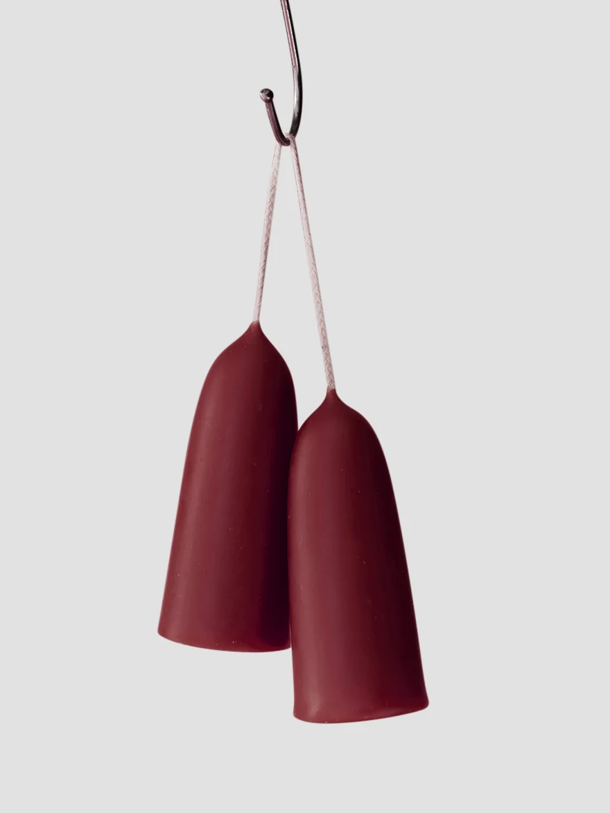 Optimized Claret Beeswax Stubby Candles Set of 2 Efficient