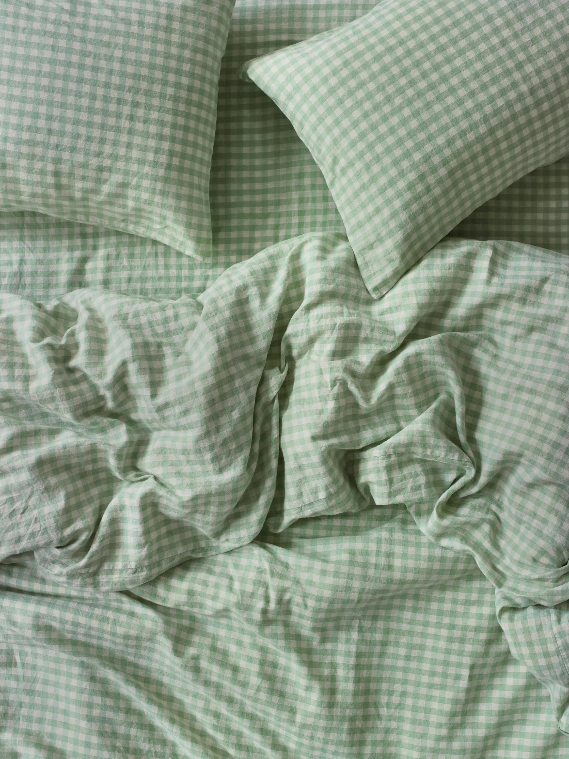 Effective Sage Green Gingham Linen Blend Duvet Cover Healthy