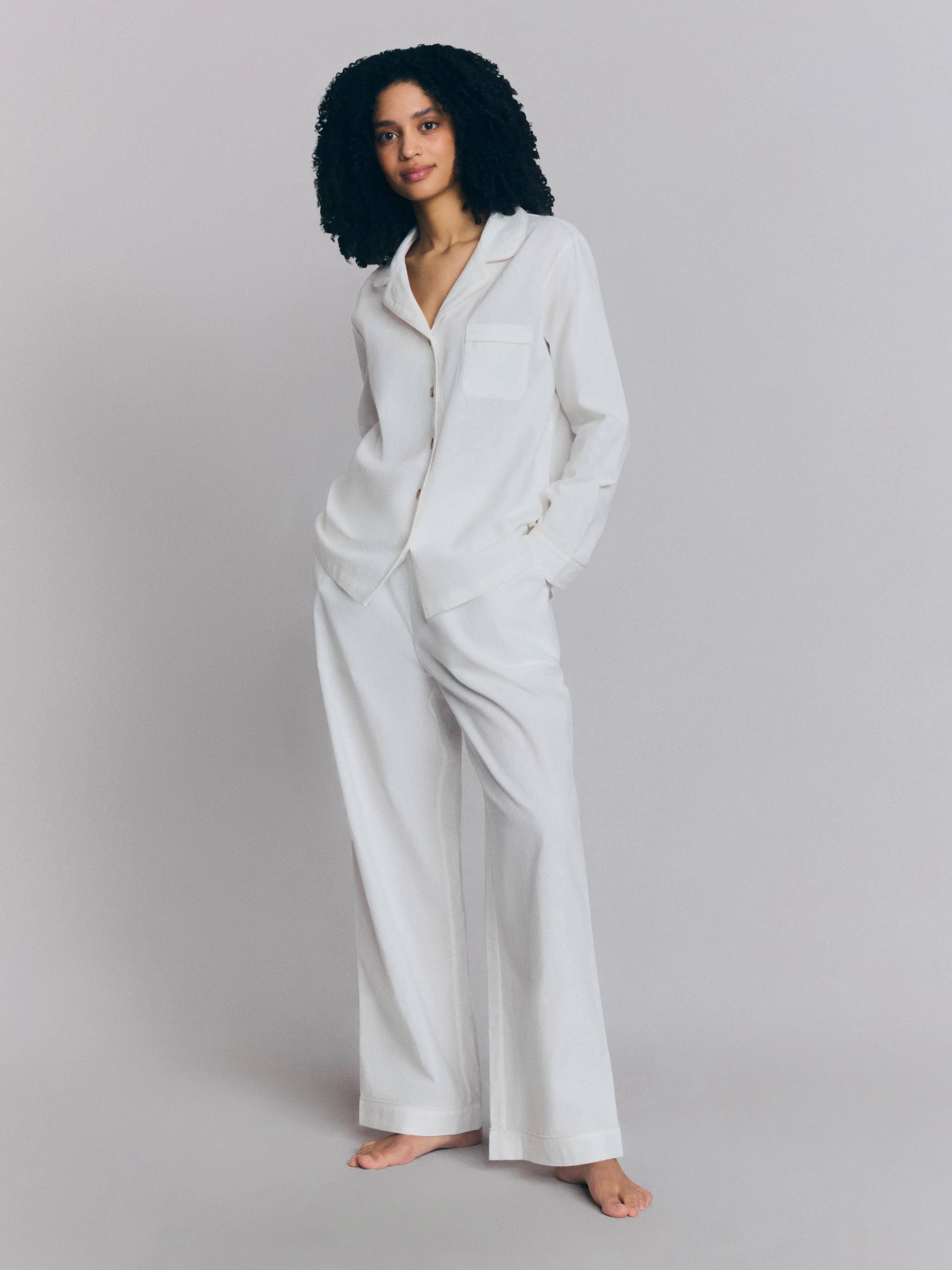 Modern White Linen Blend Pyjama Trouser Set Proven