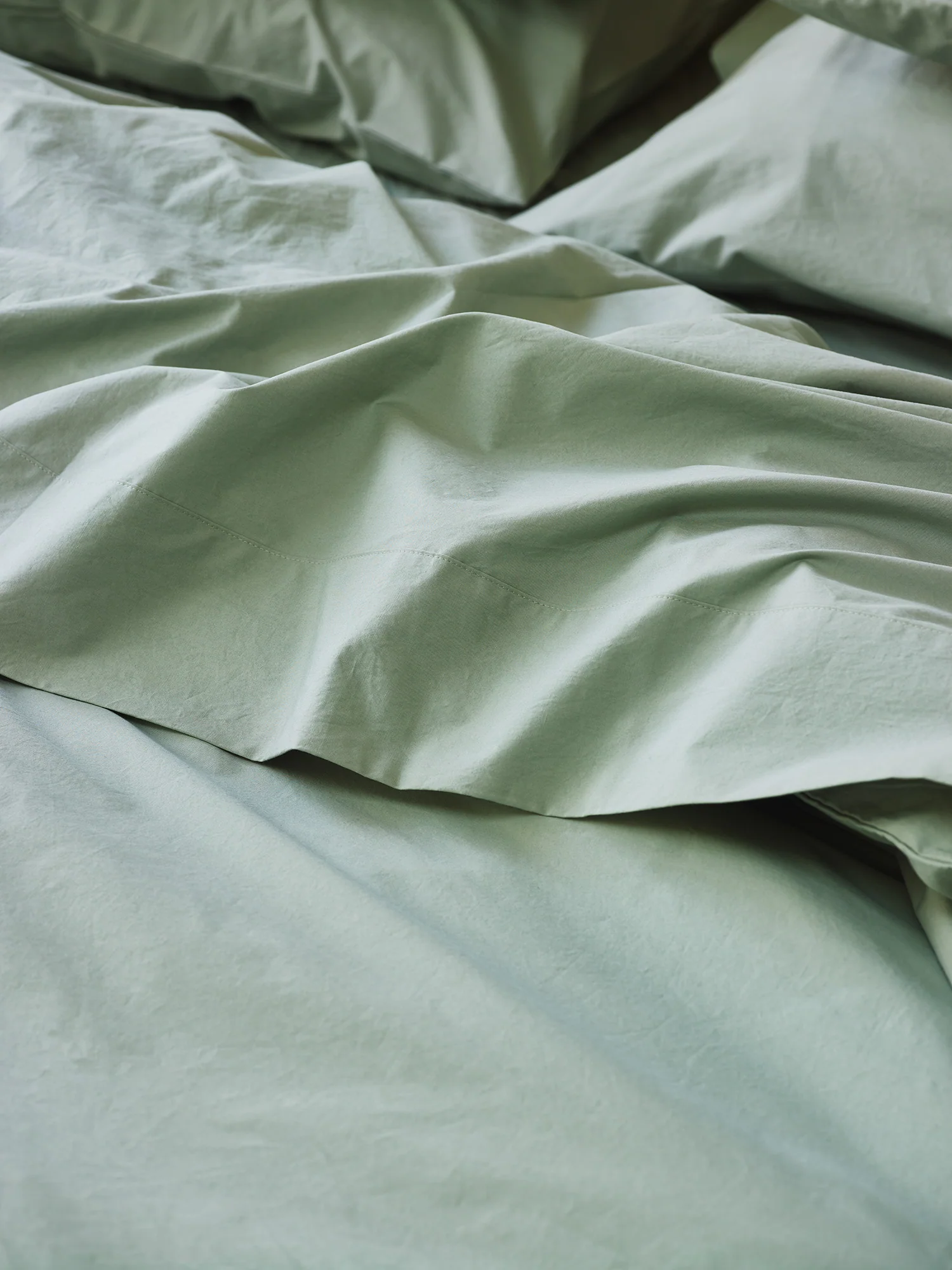 Traditional Mellow Green Washed Cotton Percale Flat Sheet Exclusive