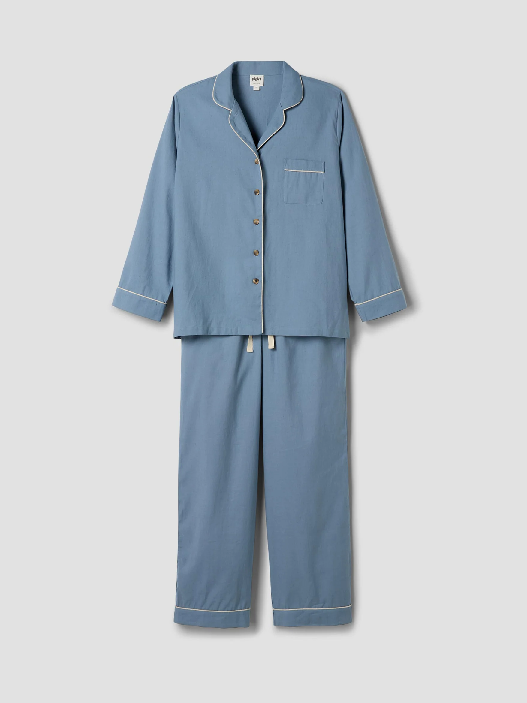 Carefully Designed Dusk Blue Linen Blend Pyjama Trouser Set Refined