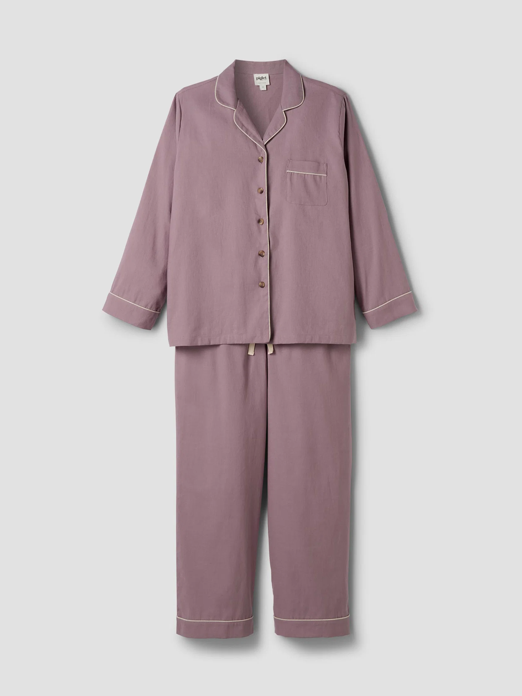 Clean Elderberry Linen Blend Pyjama Trouser Set Selected