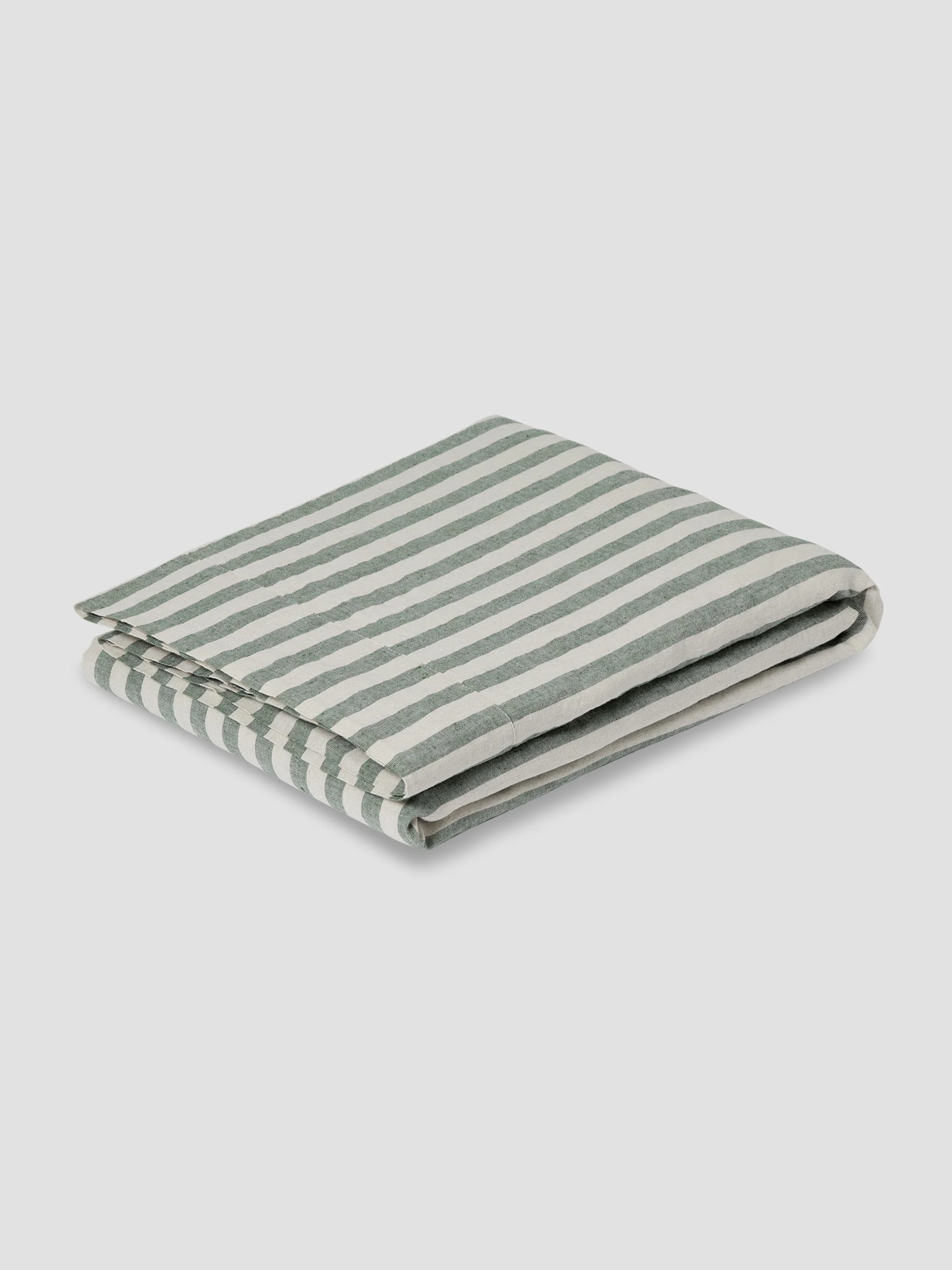 High-Performance Fern Green Pembroke Stripe Linen Blend Flat Sheet Carefully Designed