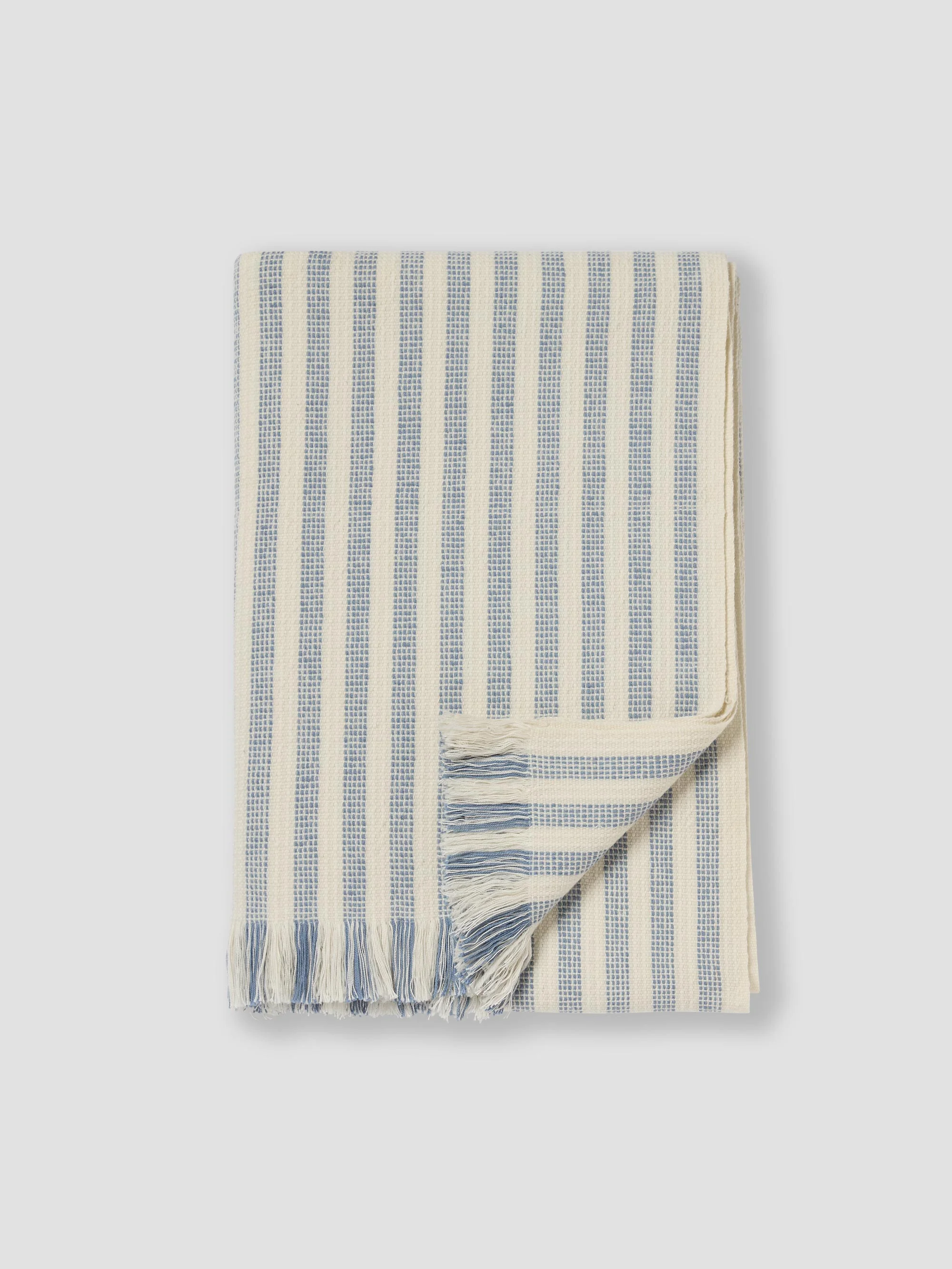 Fast Coastal Blue Pembroke Stripe Wool Throw Secure