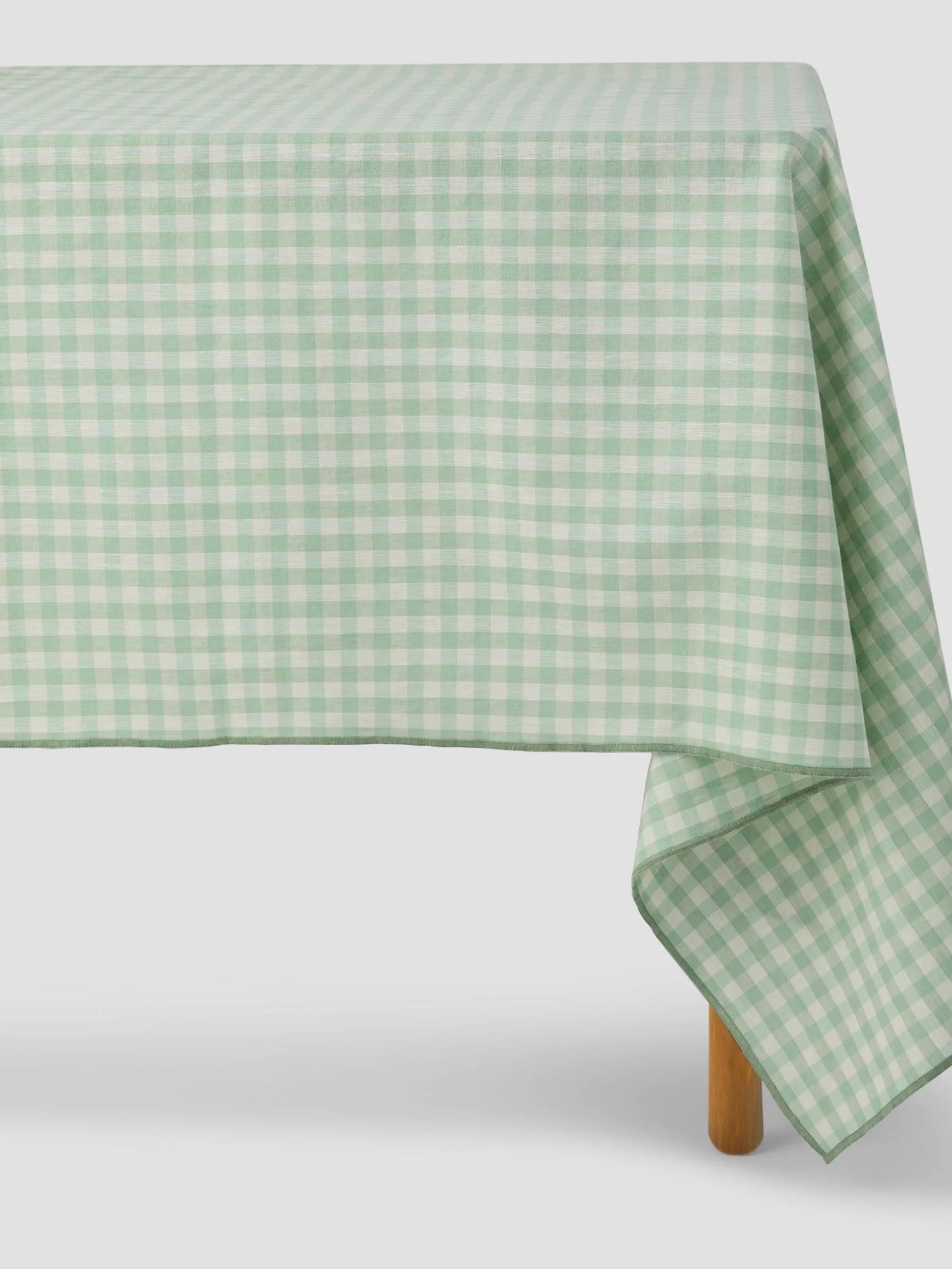 Exceptional Sage Green Gingham Linen Blend Tablecloth Functional