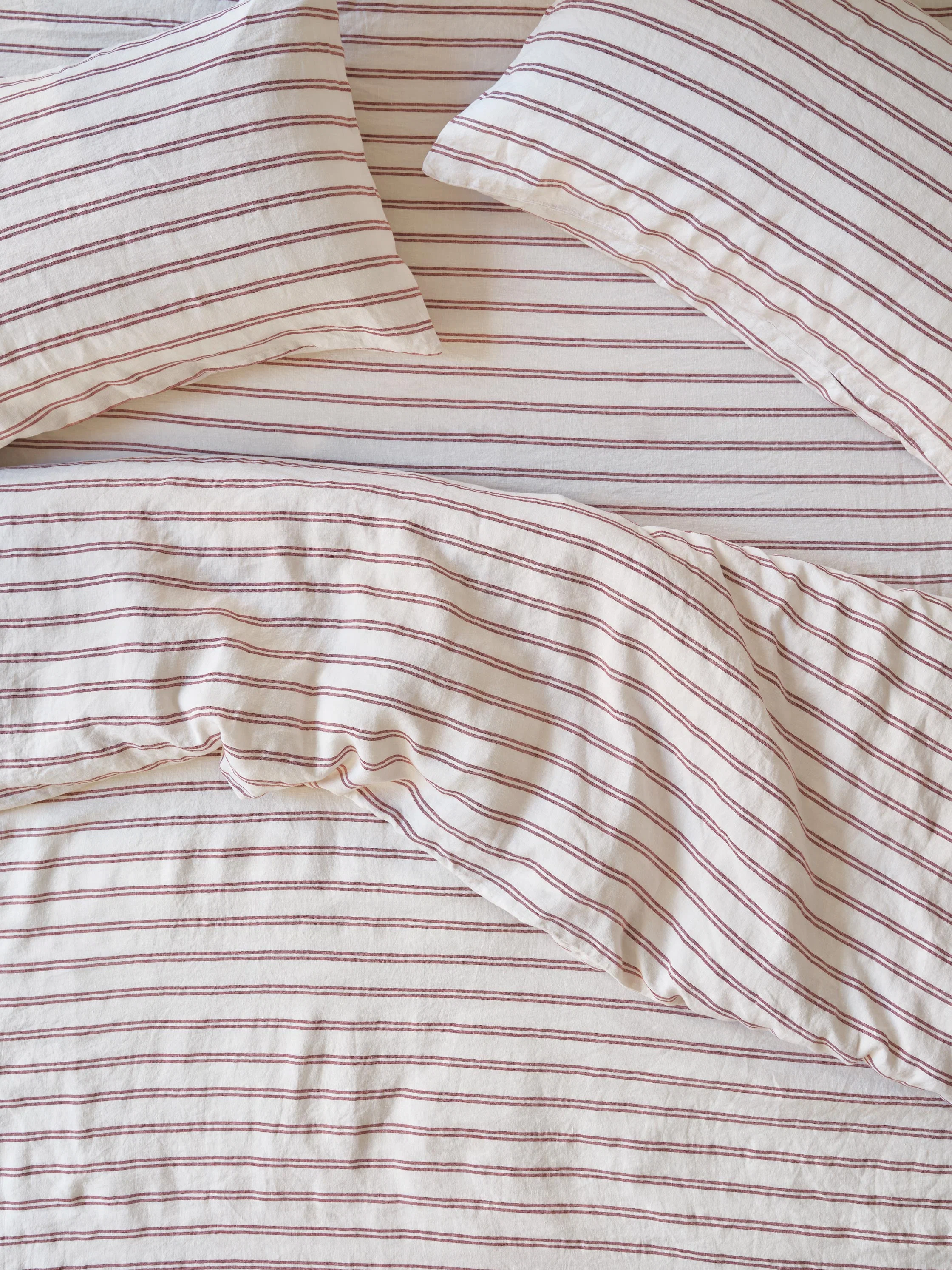 Prestigious Rhubarb Kemptown Stripe Linen Duvet Cover Genuine