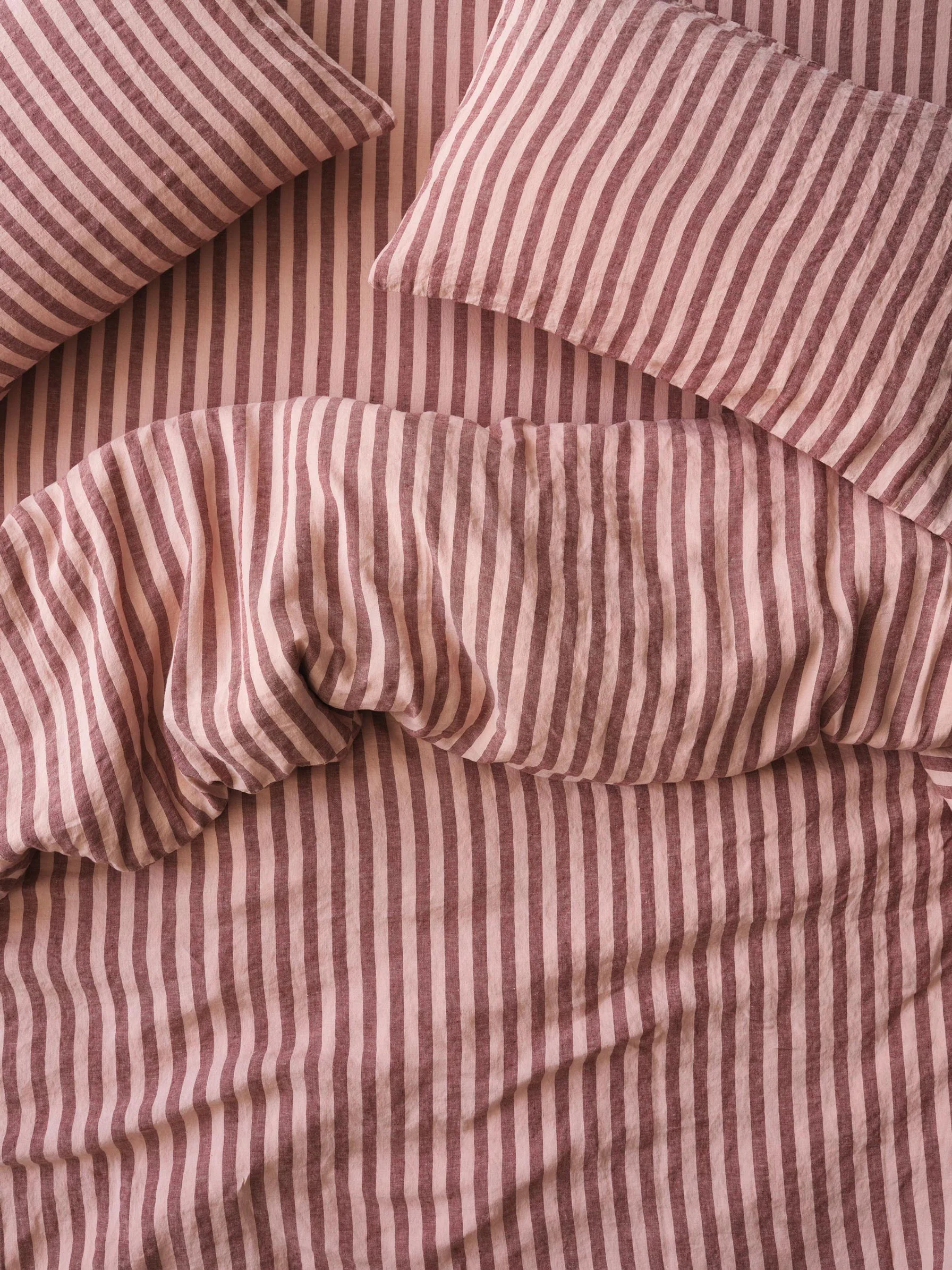 User-Friendly Rhubarb Rose Pembroke Stripe Linen Duvet Cover High-Performance