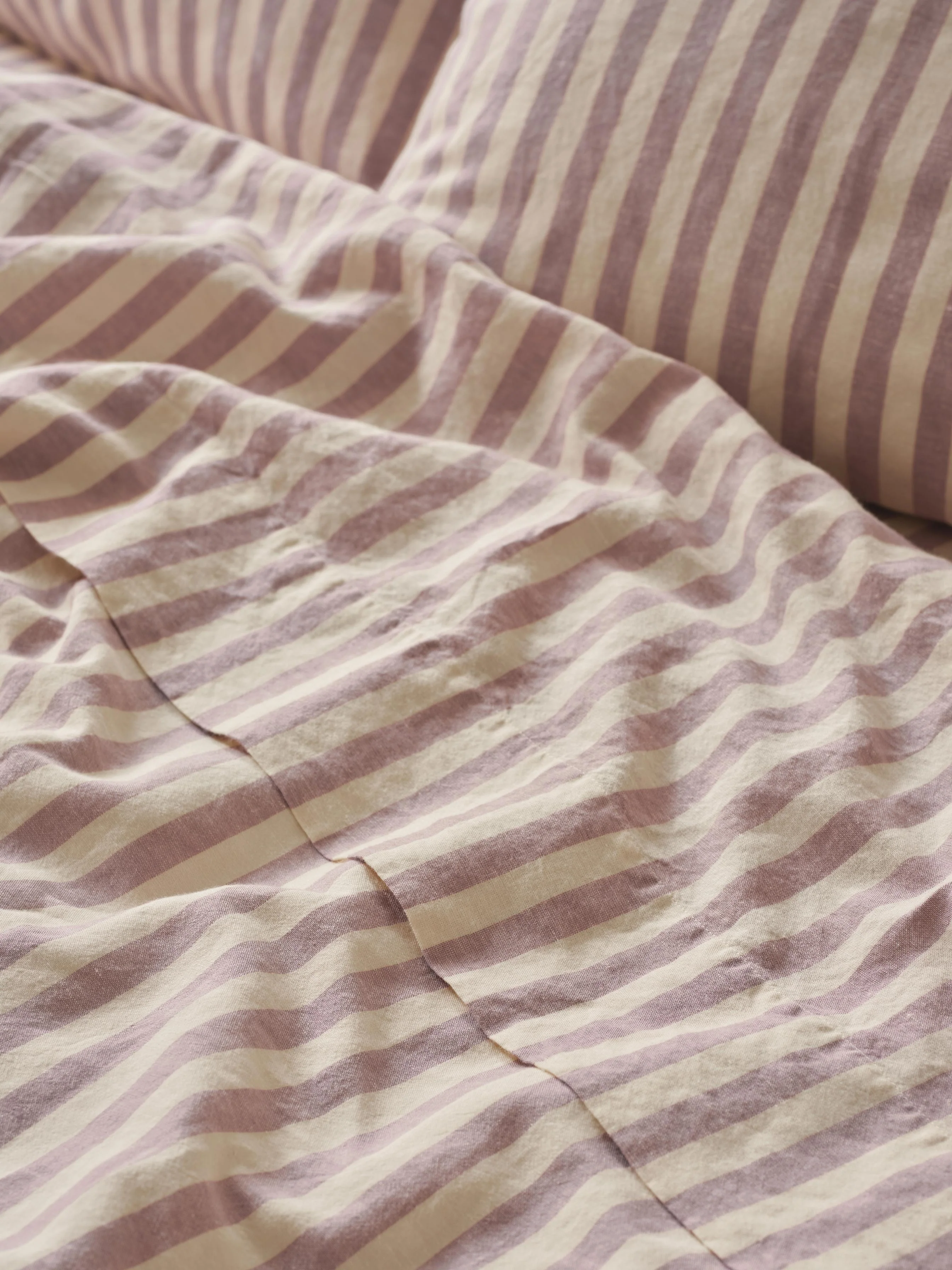 Optimized Elderberry Pembroke Stripe Linen Blend Flat Sheet Elegant