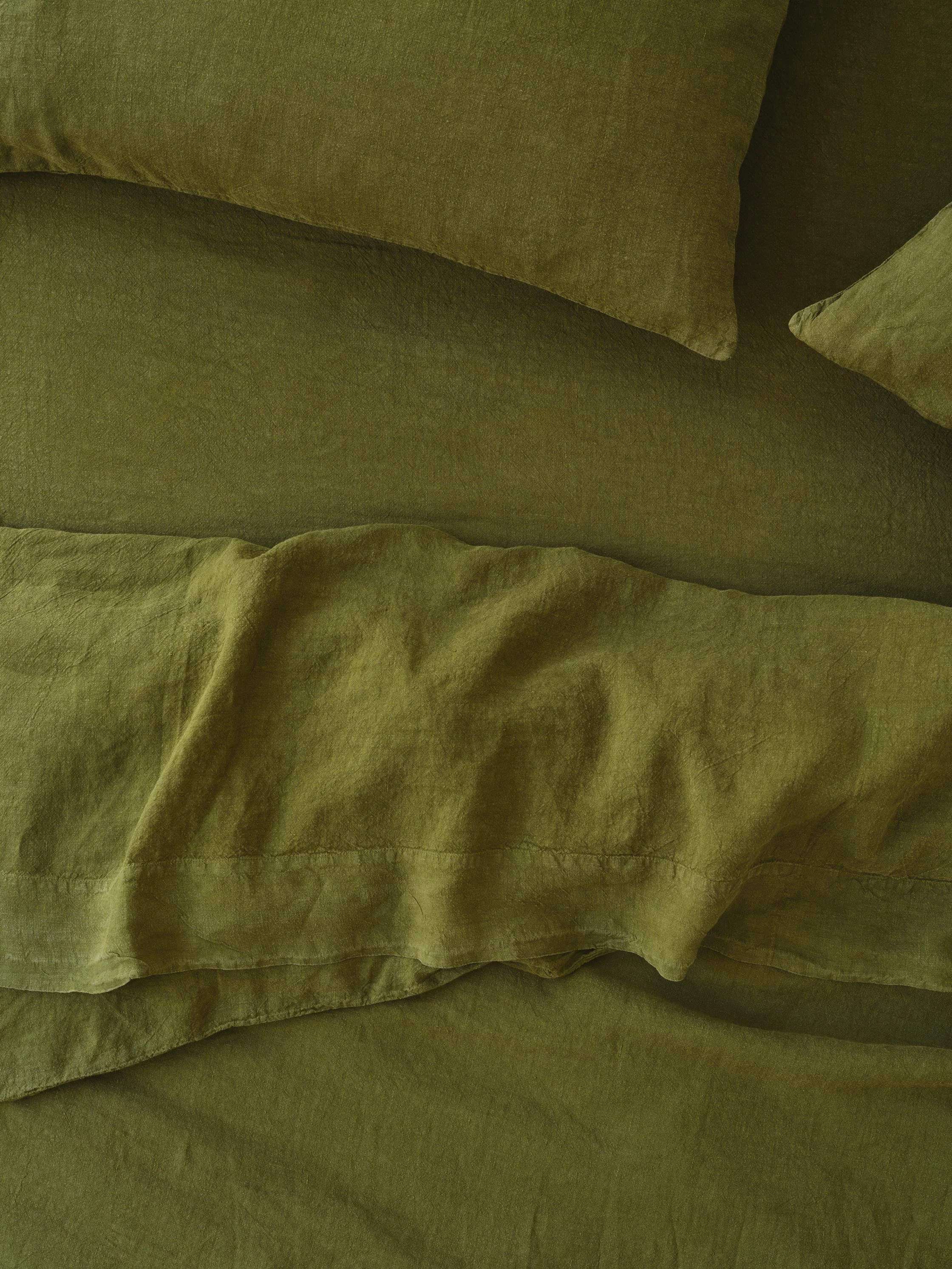 Specialty Botanical Green Linen Blend Fitted Sheet Certified