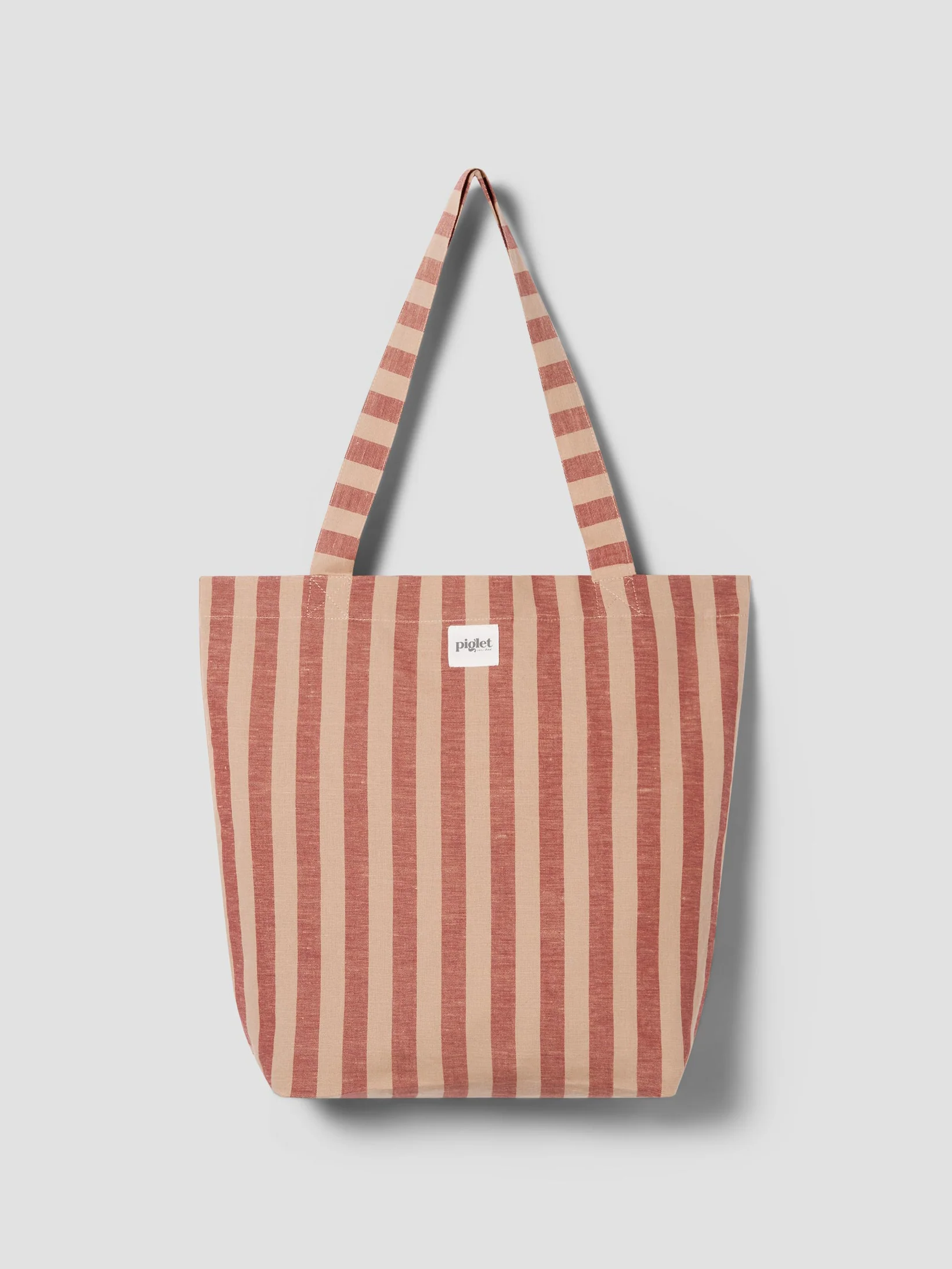 Sophisticated Sandstone Red Pembroke Stripe Linen Blend Tote Bag Environmentally Friendly