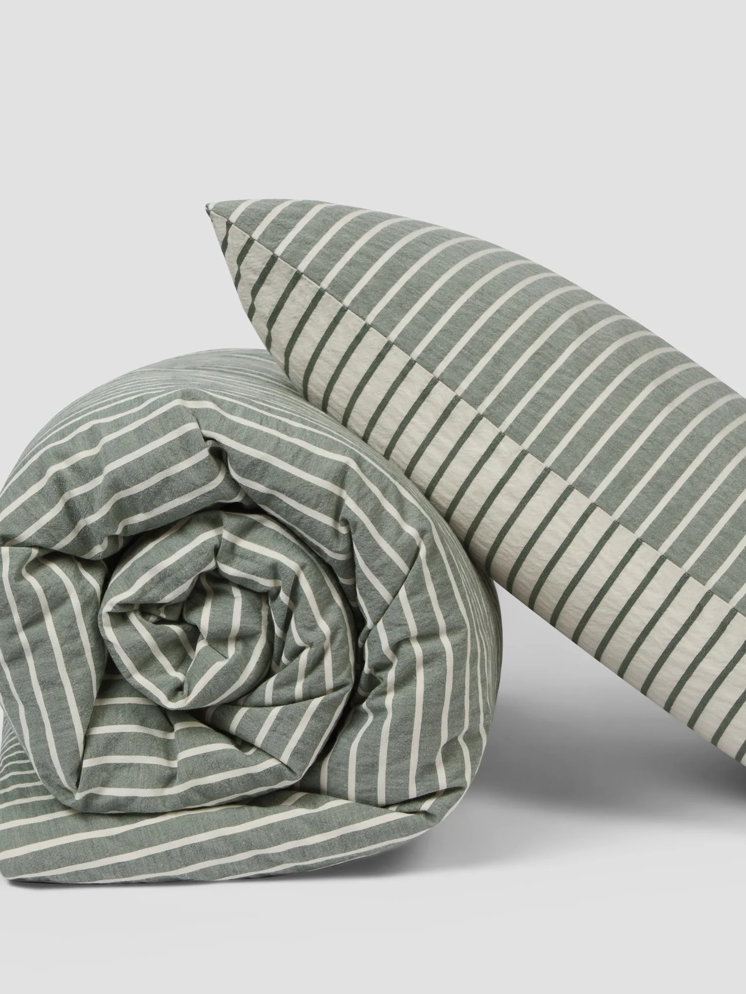 World-Class Spruce Green Texture Stripe Cotton Kids Bedding Set Efficient