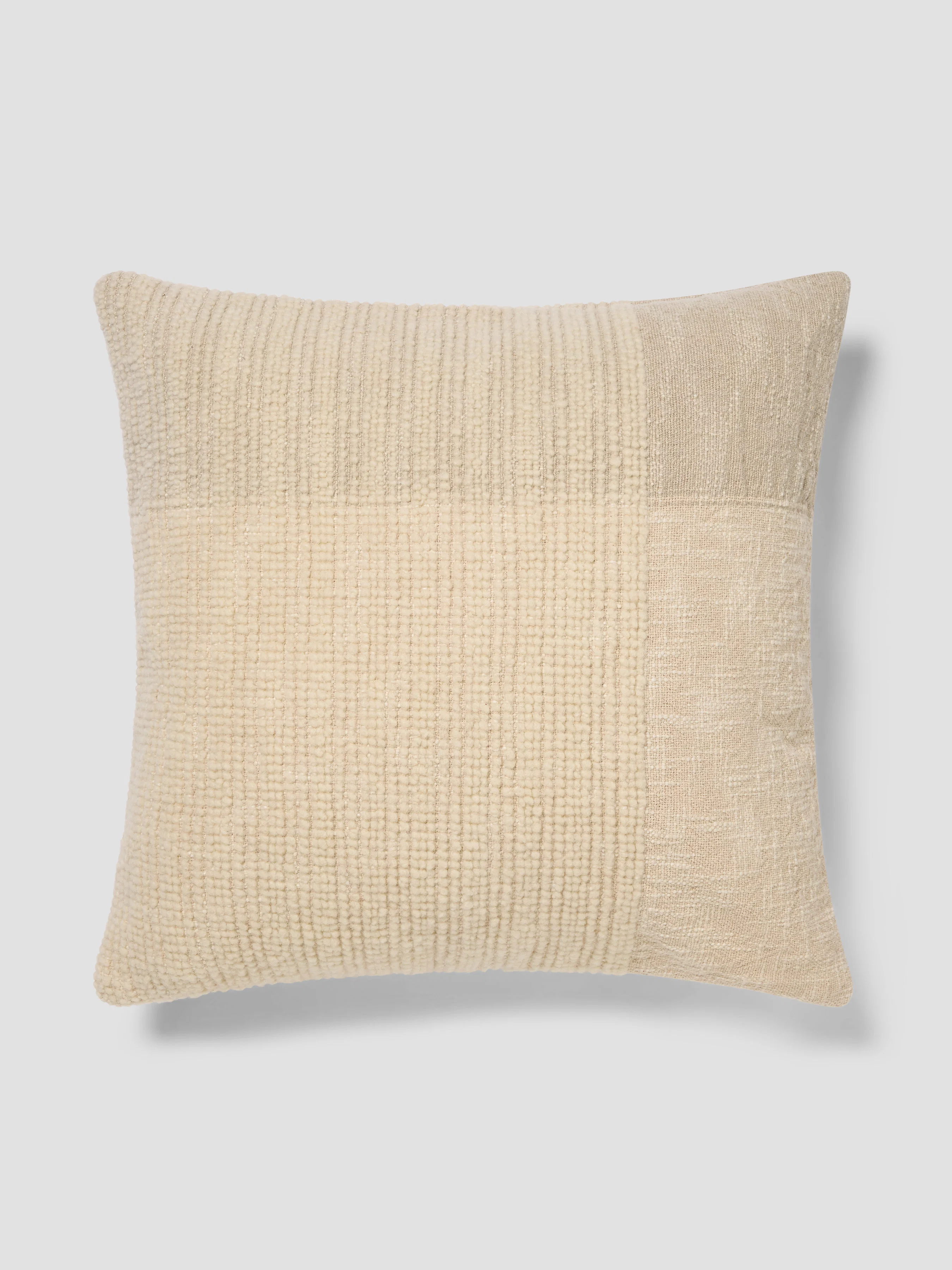 Contemporary Cream Oatmeal Soft Cross Weave Wool Square Cushion Cover Optimized