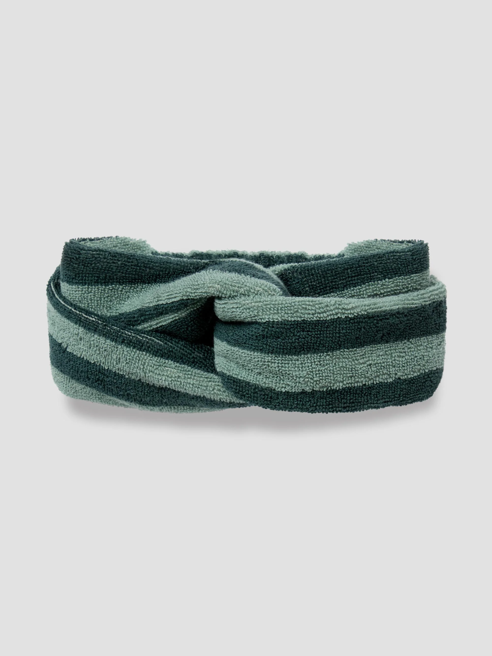 Flexible Pine Green Pembroke Stripe Cotton Headband User-Friendly