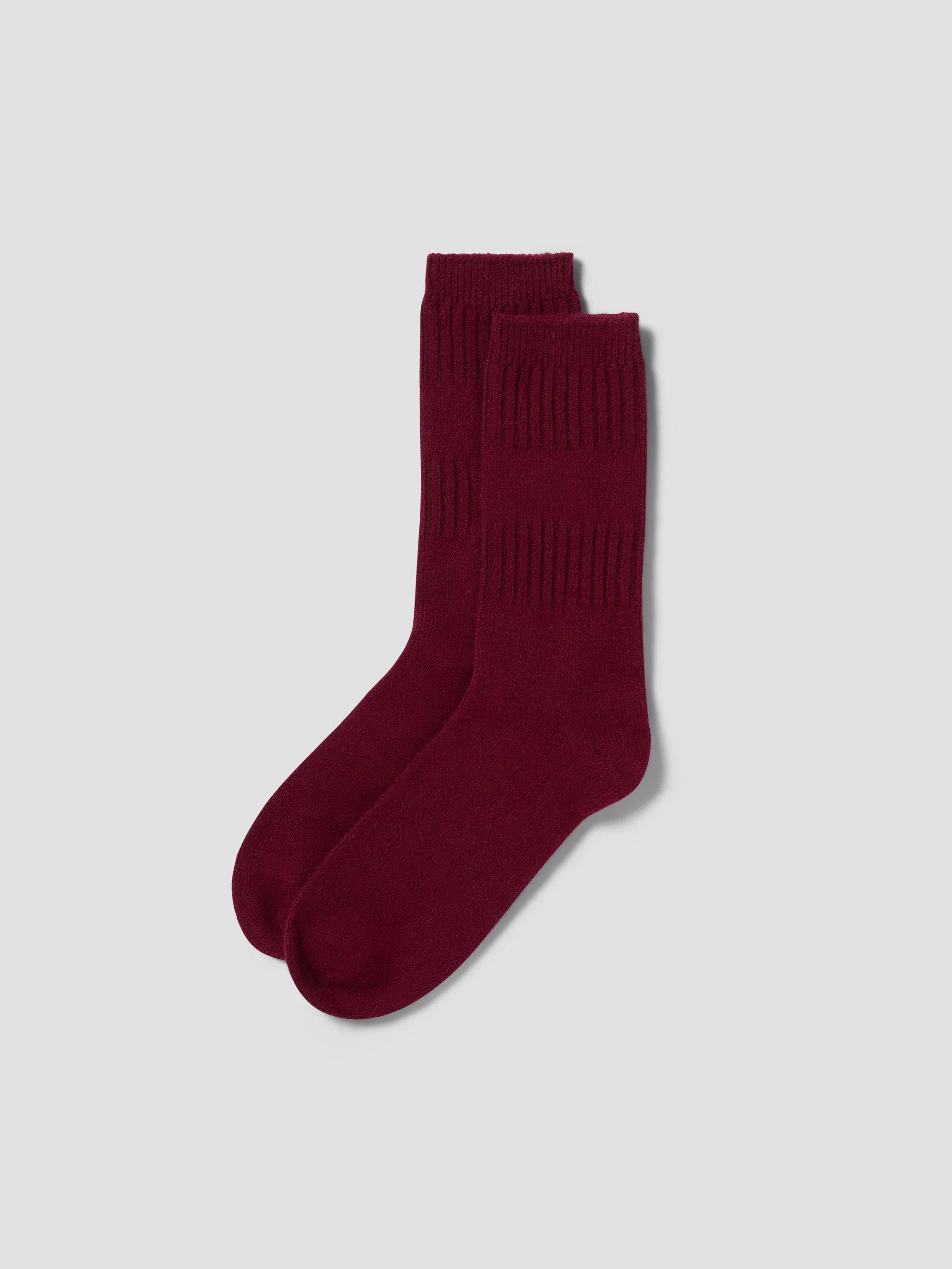 Contemporary Rhubarb Red Merino Wool Ribbed Socks Reusable