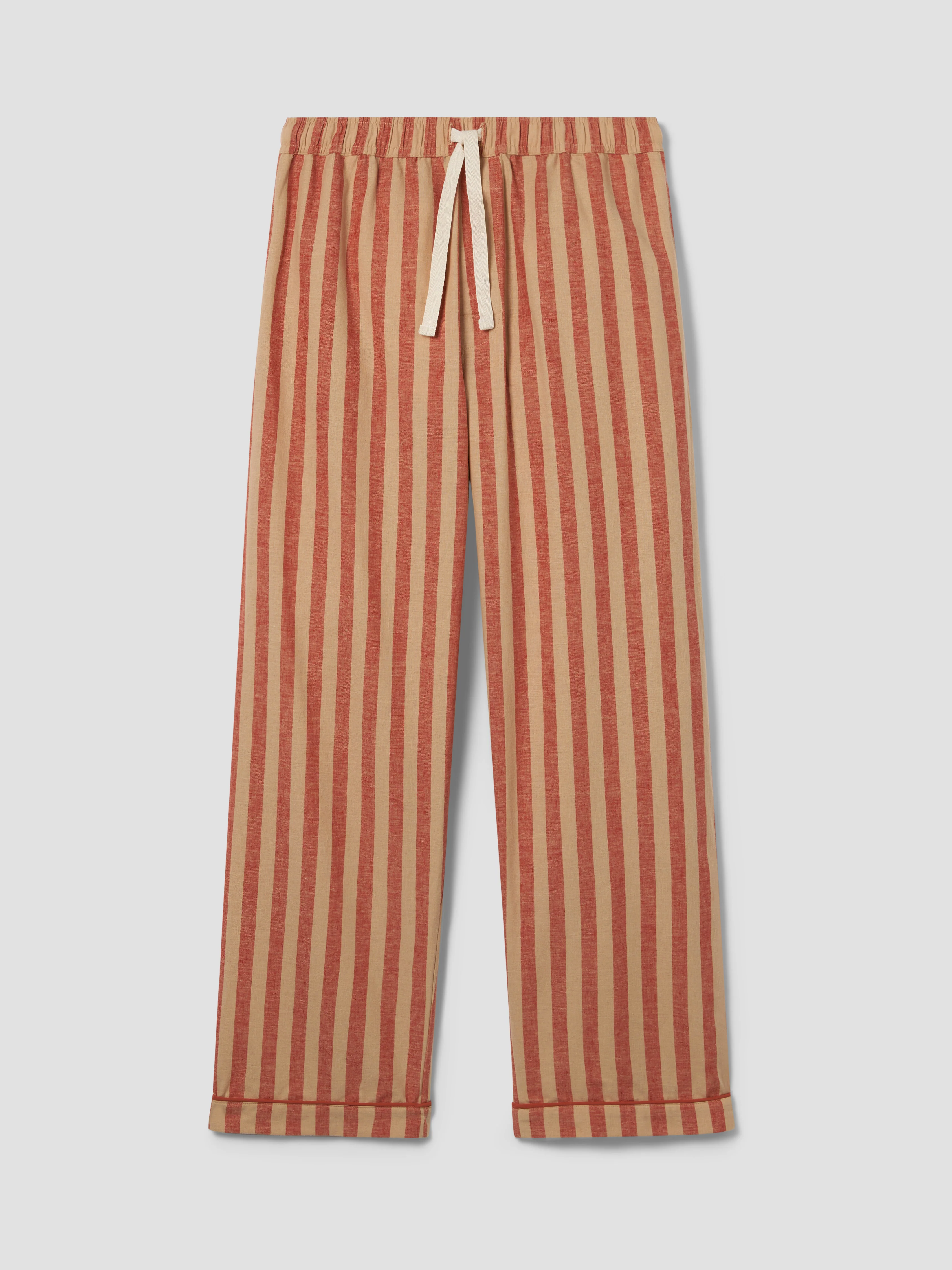 Unique Sandstone Red Pembroke Stripe Linen Blend Trousers Functional
