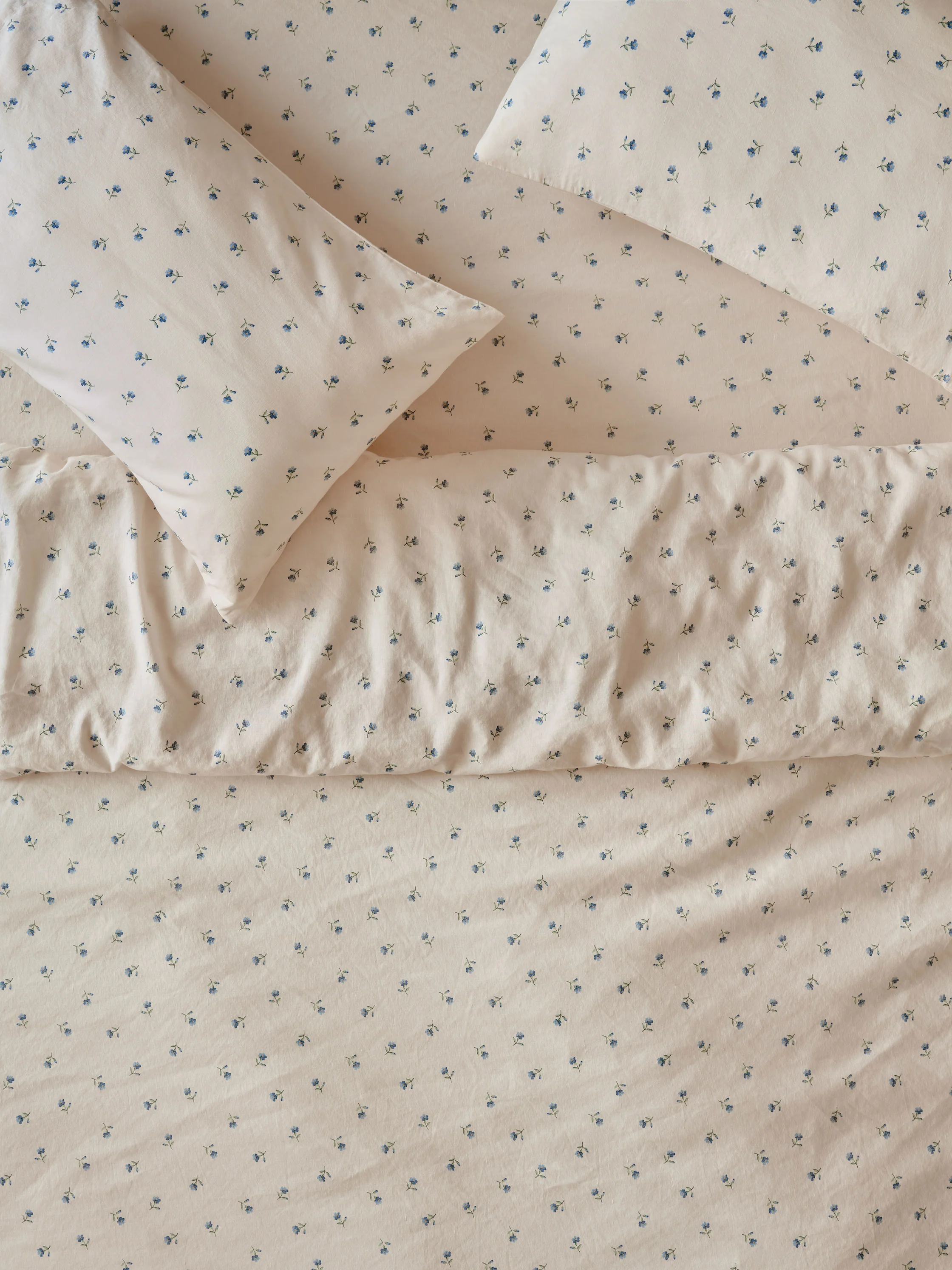 Relaxed Dusk Blue Posy Bud Linen Blend Duvet Cover Carefully Designed