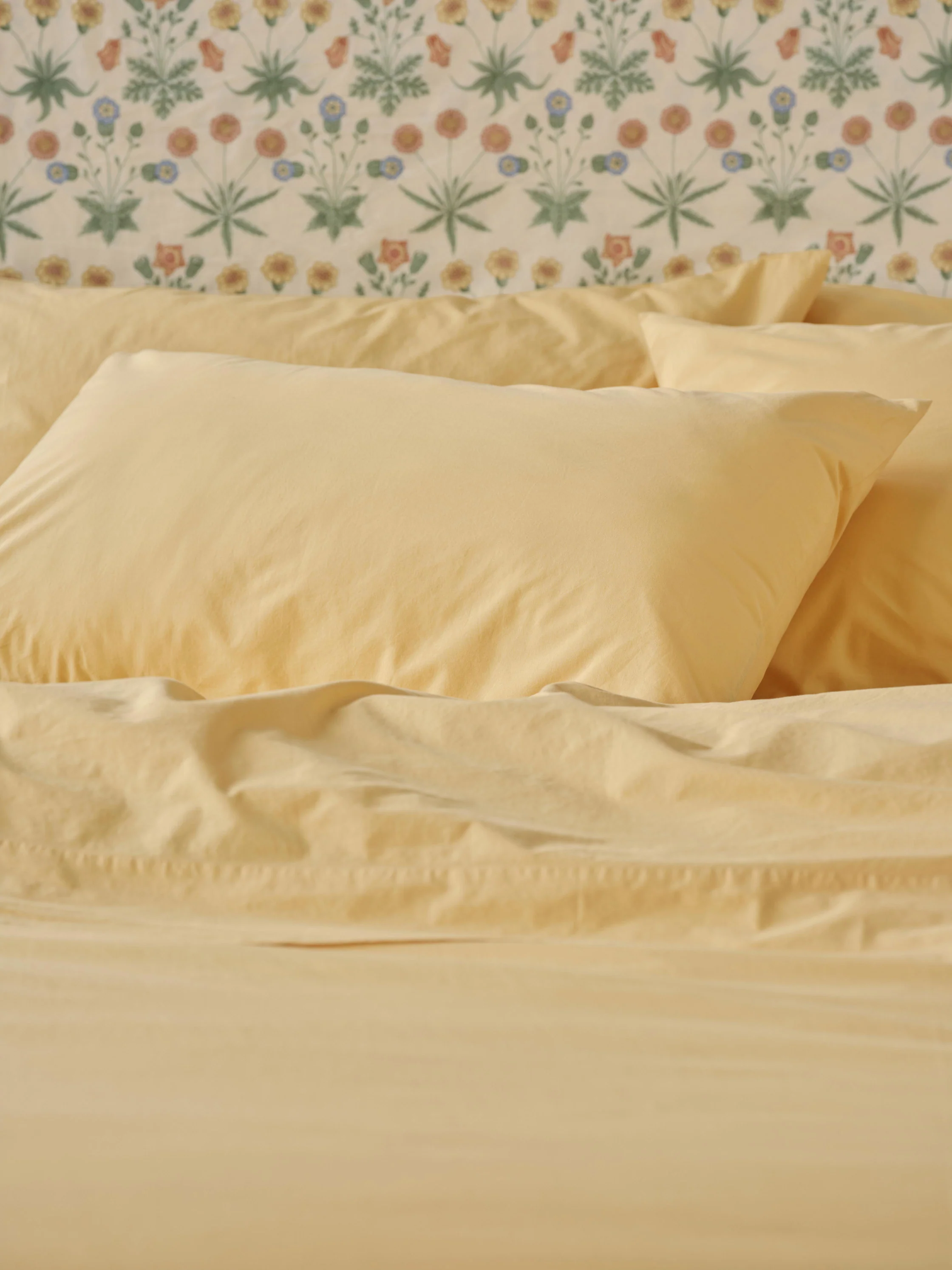 Green Butter Yellow Washed Cotton Percale Pillowcases Pair Outstanding