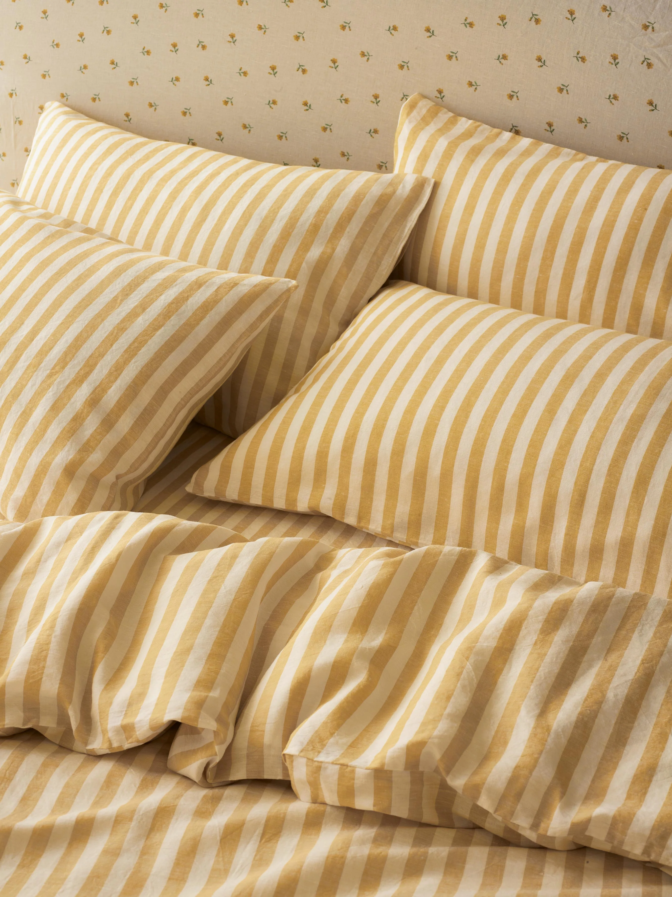 Organic Honey Pembroke Stripe Linen Blend Pillowcases Pair Comfortable