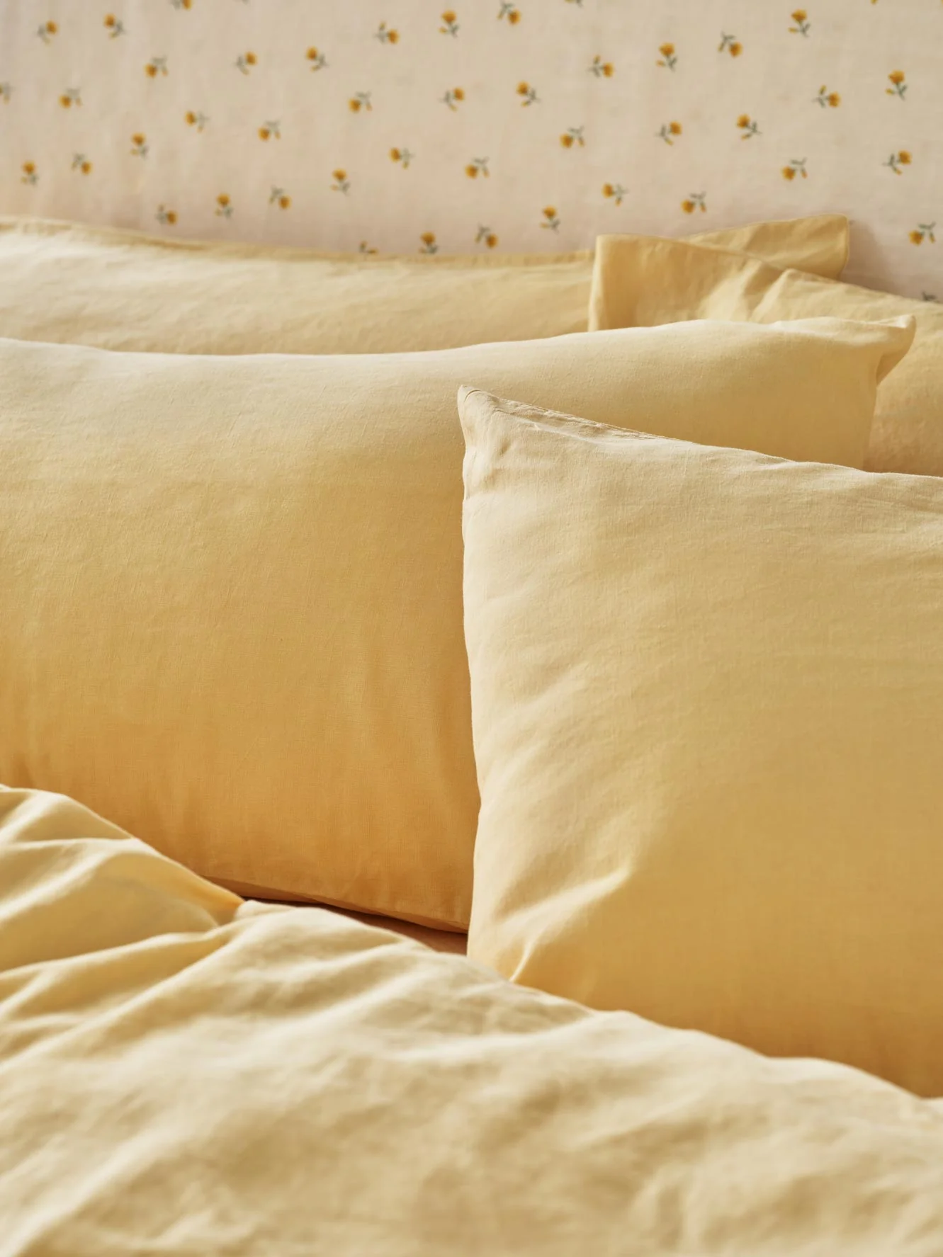 Premium Material Butter Yellow Linen Blend Pillowcases Pair Sophisticated