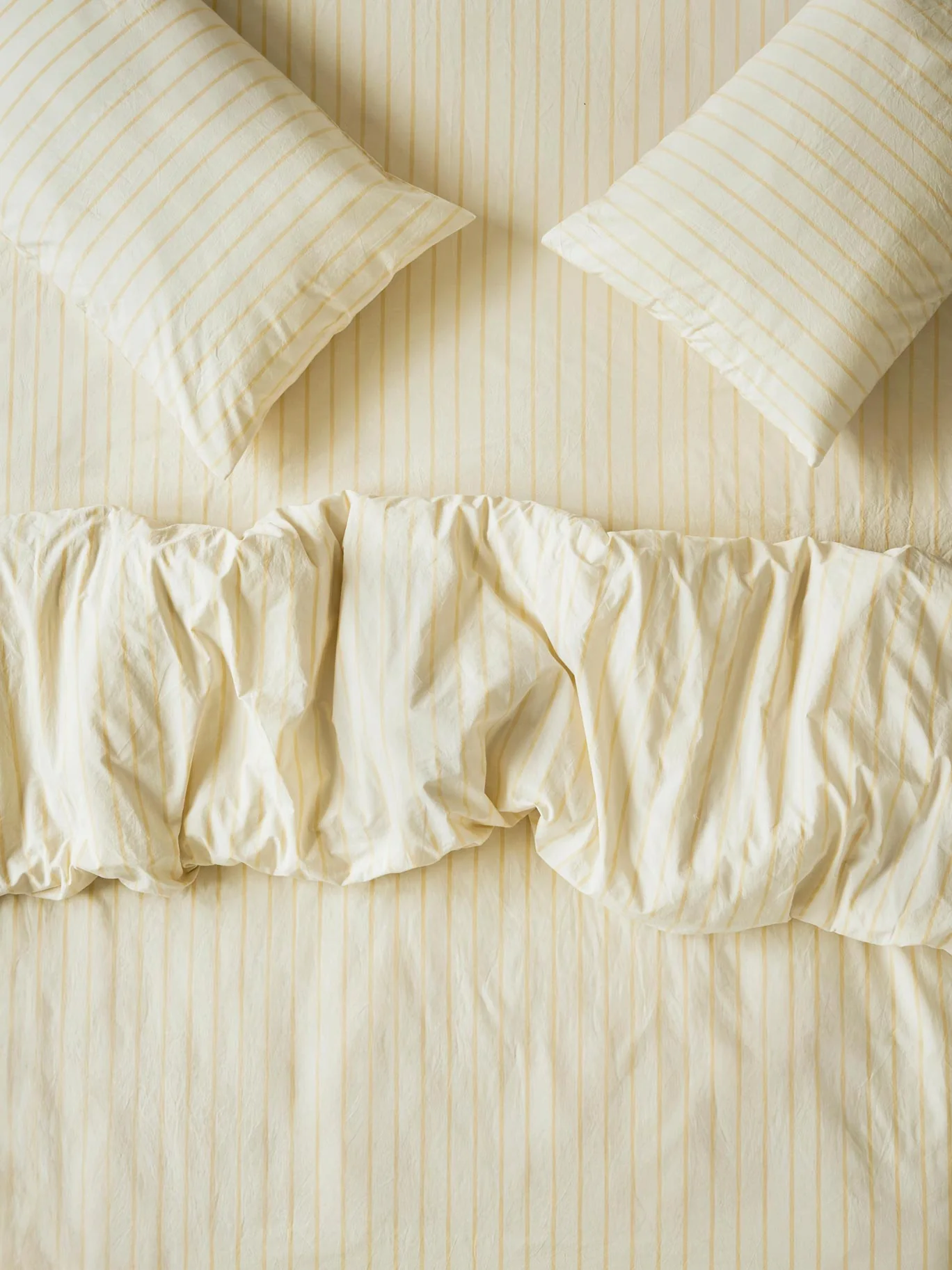 User-Friendly Butter Yellow Slumber Stripe Cotton Duvet Cover Classic