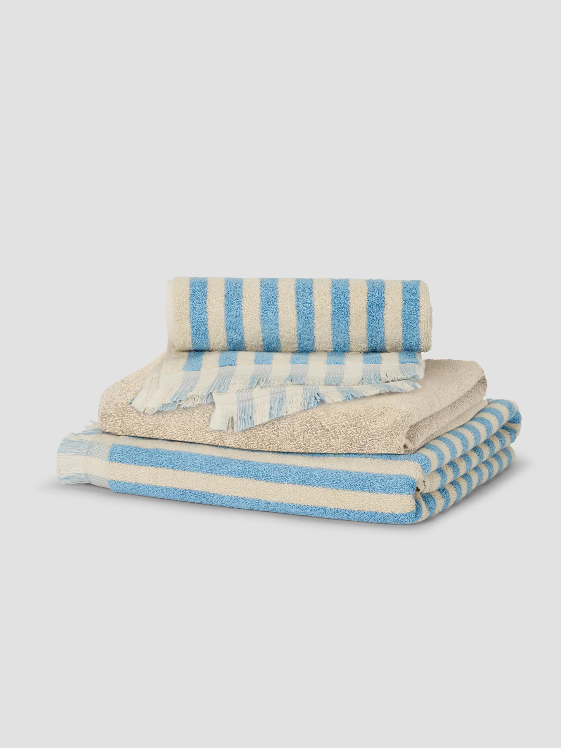 Trusted Coastal Blue Stripe Birch Cotton Towel Bundle Stylish