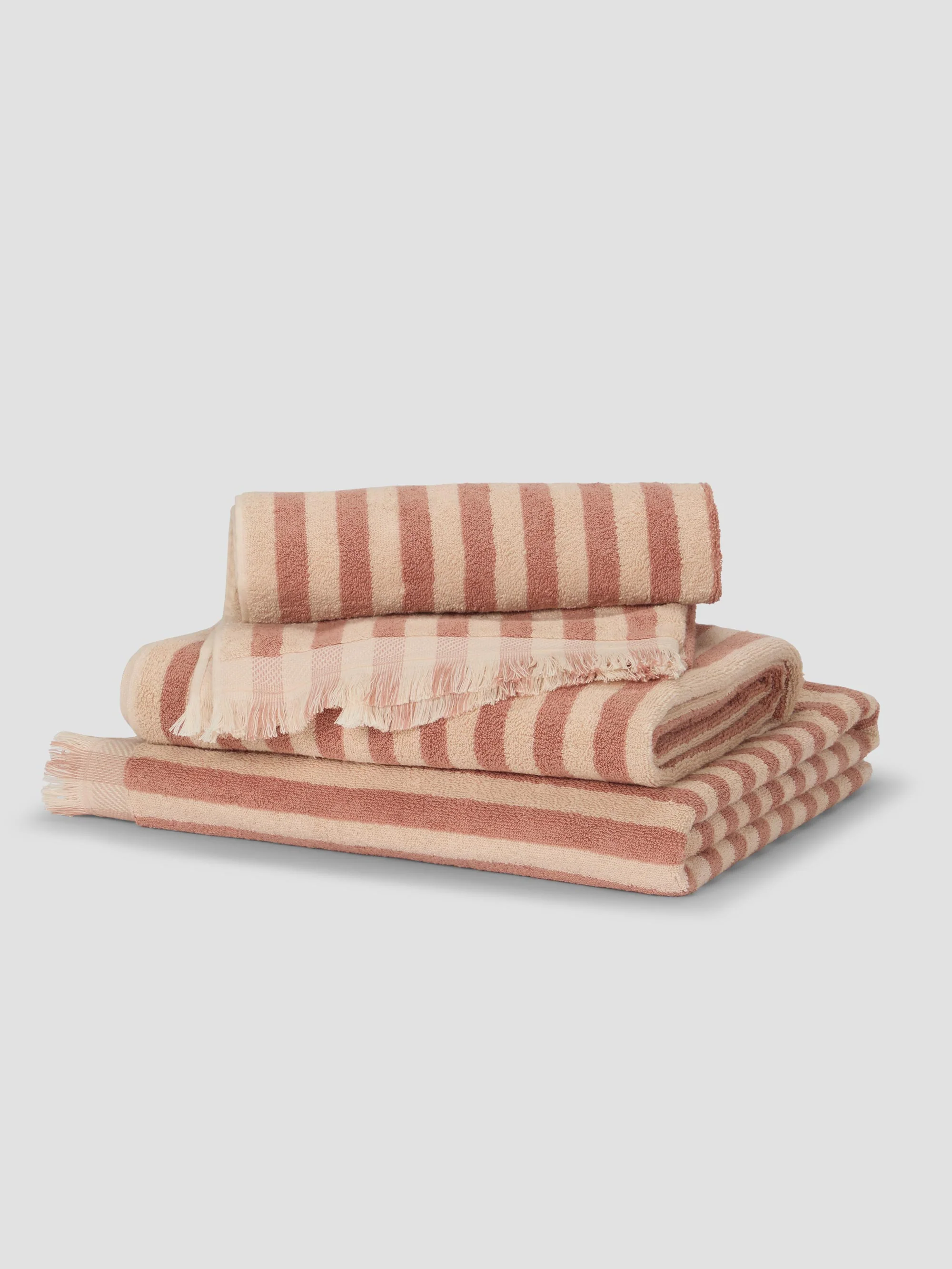 Healthy Sand Shell Pembroke Stripe Cotton Towels Breathable