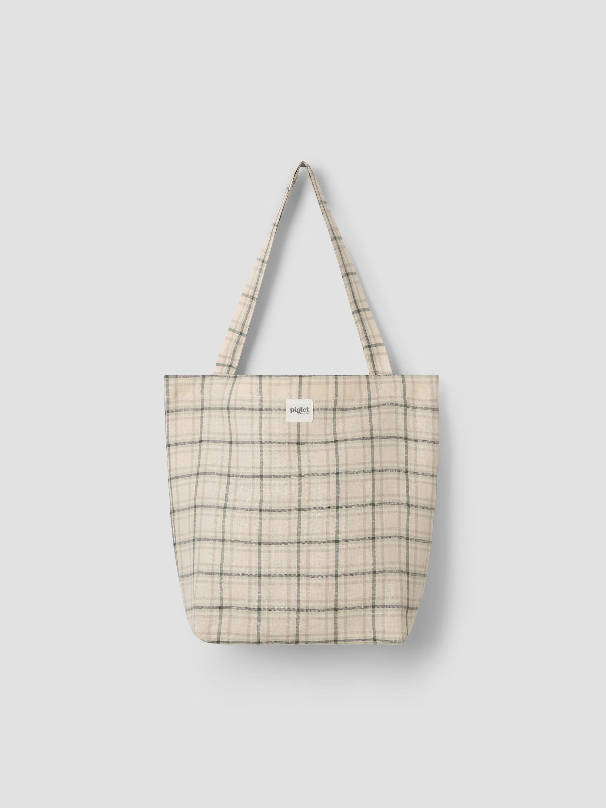 Efficient Natural Check Linen Tote Bag Original Design