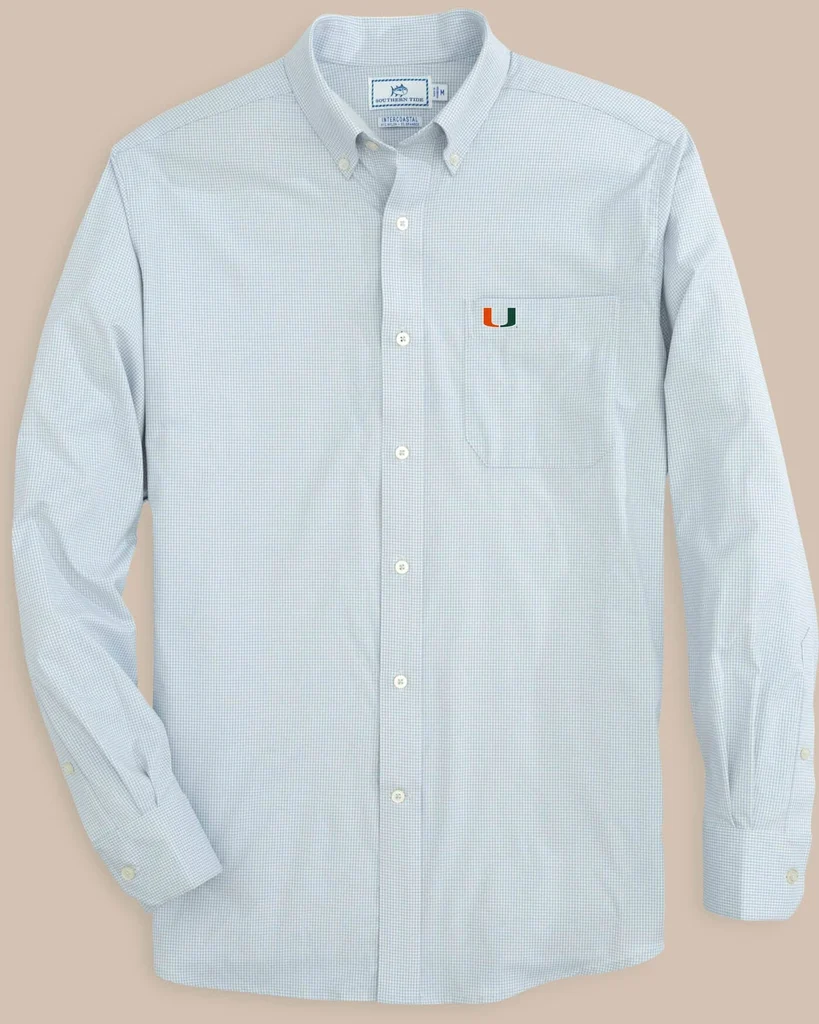 World-Class Miami Hurricanes Gingham Button Down Shirt Versatile