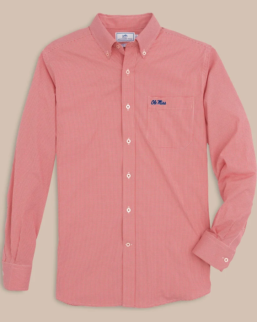 Reliable Ole Miss Rebels Gingham Button Down Shirt First-Class