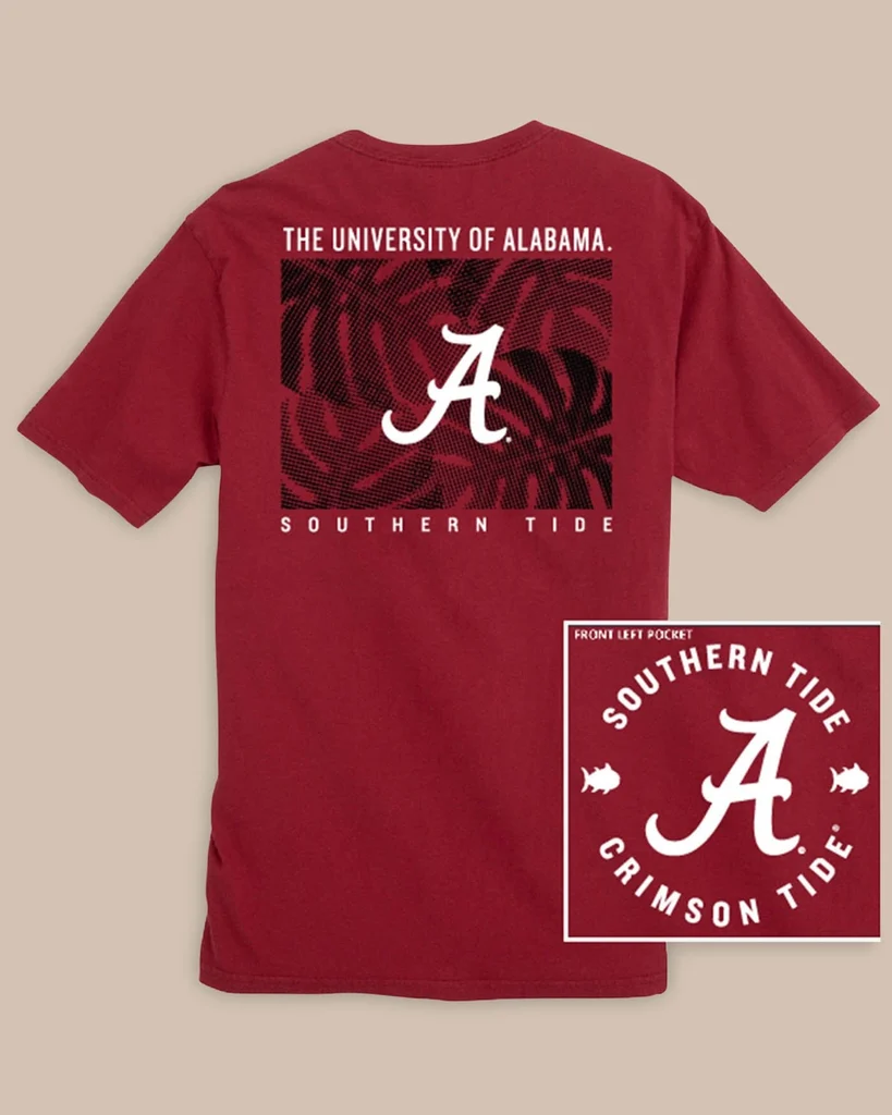 Sustainable Alabama Crimson Tide Halftone Monstera T-Shirt Smooth