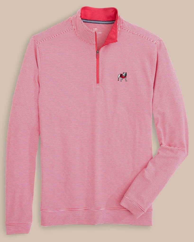 Sustainable Georgia Bulldogs Cruiser Micro-Stripe Heather Quarter Zip Solid