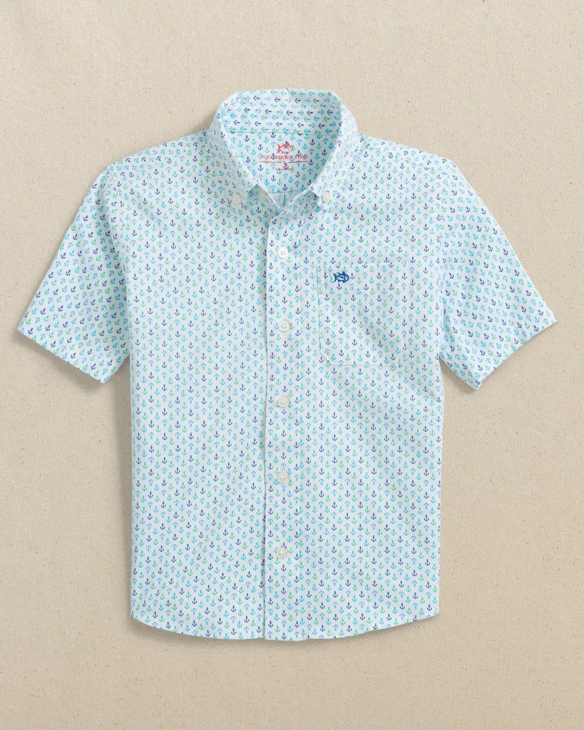 Consistent Boys Intercoastal Anchors Away Short Sleeve Sport Shirt Long-Lasting
