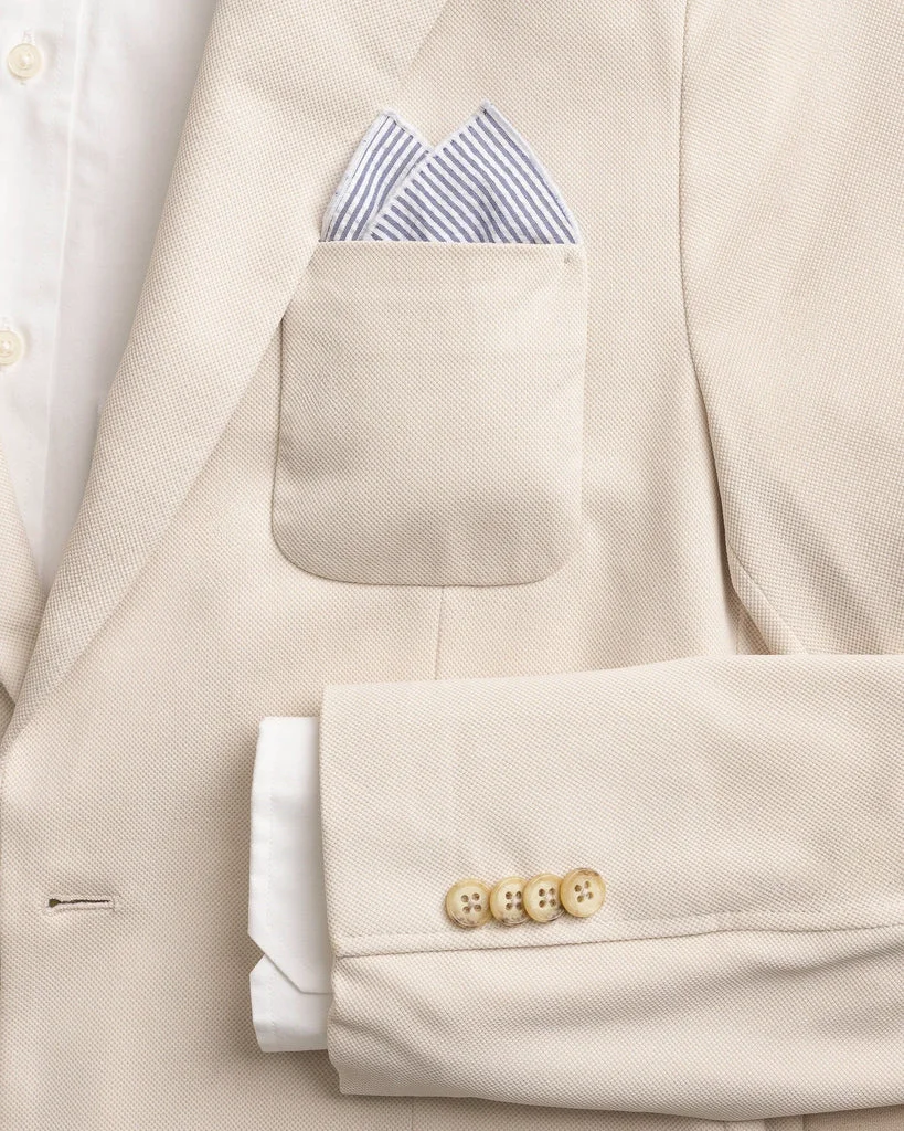 Specialty High Cotton Blue and White Seersucker Pocket Square Stylish